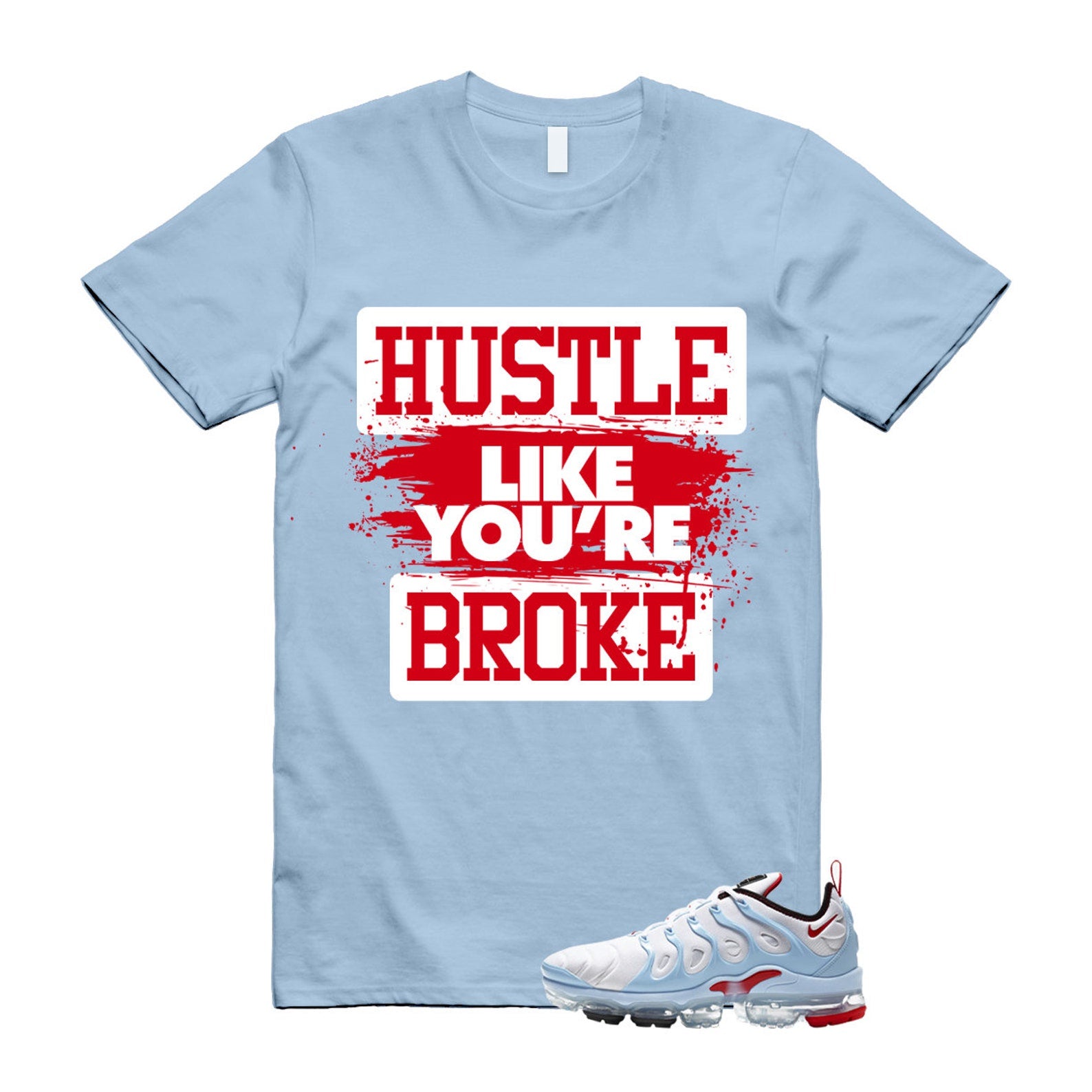 VaporMax Chicago University Red Psychic Blue White Air Plus T Shirt Match HLYB ,CW6974-100 T-Shirt, Sneaker Match Tee