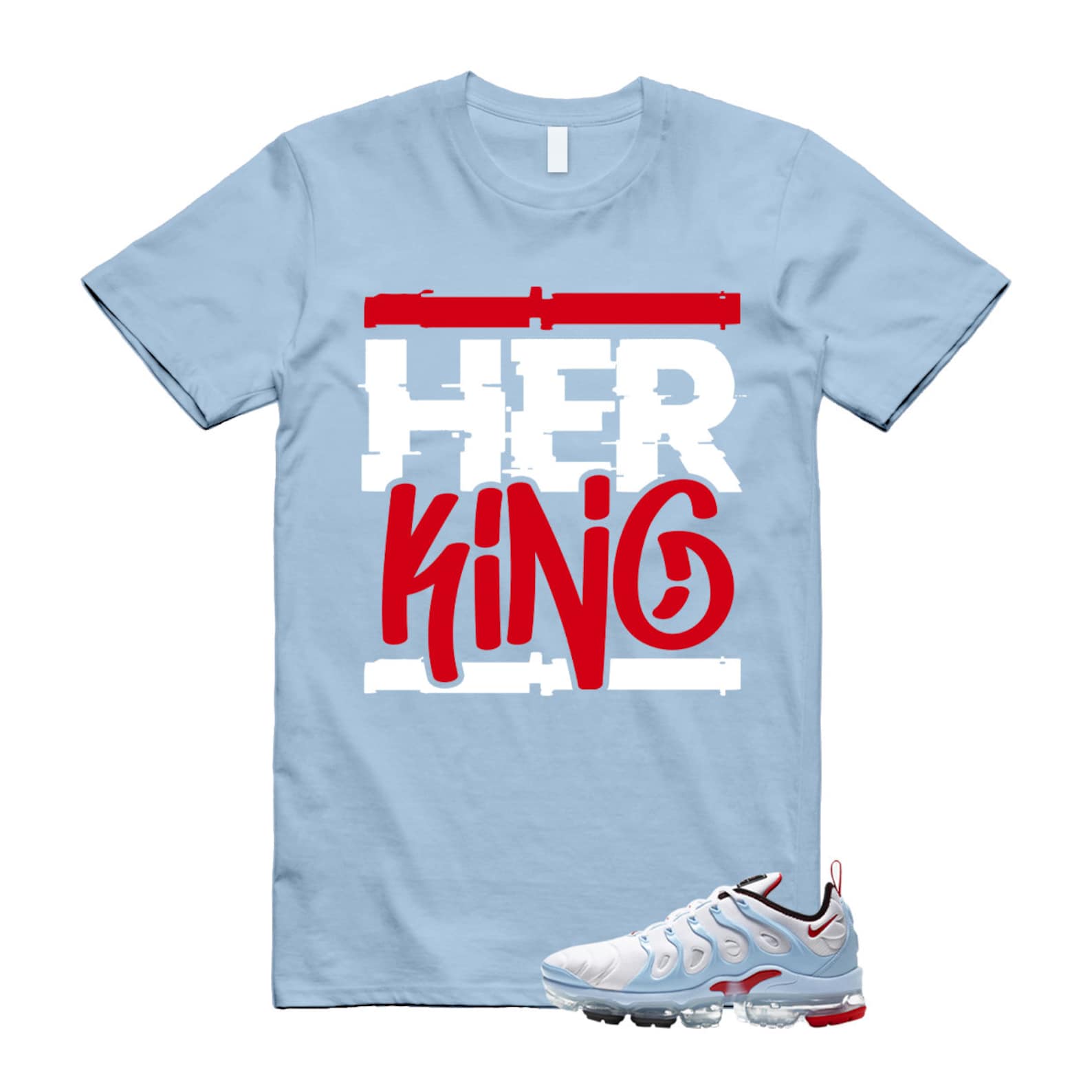 VaporMax Chicago University Red Air Plus White Psychic Blue T Shirt Match HK ,CW6974-100 T-Shirt, Sneaker Match Tee