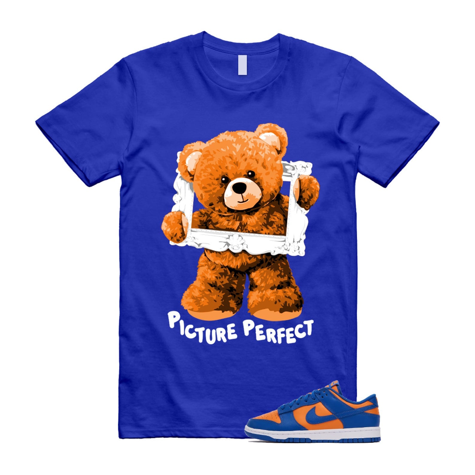 Dunk Knicks Team Royal Blue Orange Low Bright Ceramic T Shirt Match PIC ,DV0833-800 T-Shirt, Sneaker Match Tee