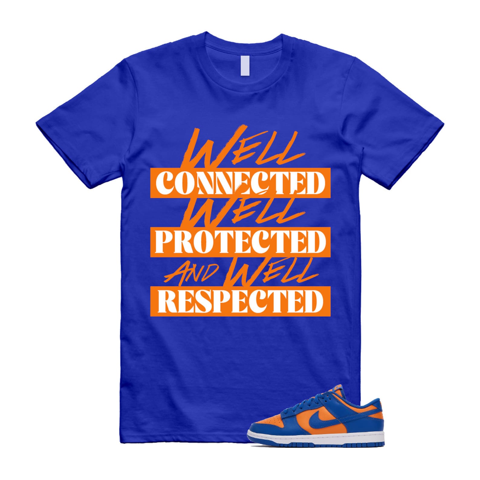 Dunk Knicks Team Royal Blue Orange Low Bright Ceramic T Shirt Match WELL ,DV0833-800 T-Shirt, Sneaker Match Tee