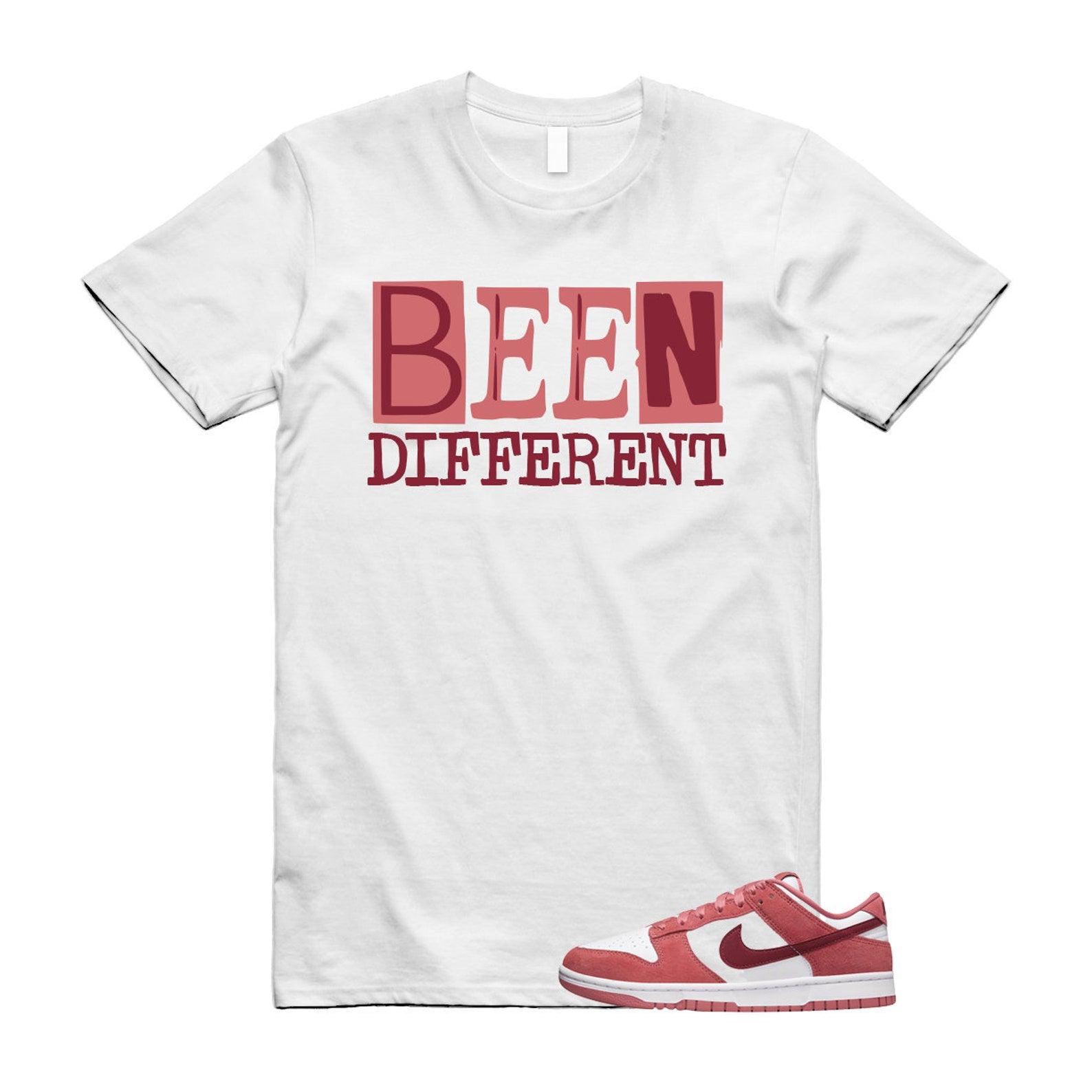 Dunk Valentine's Day Low Team Red Adobe Dragon White T Shirt Match BEEN ,FQ7056-100 T-Shirt, Sneaker Match Tee