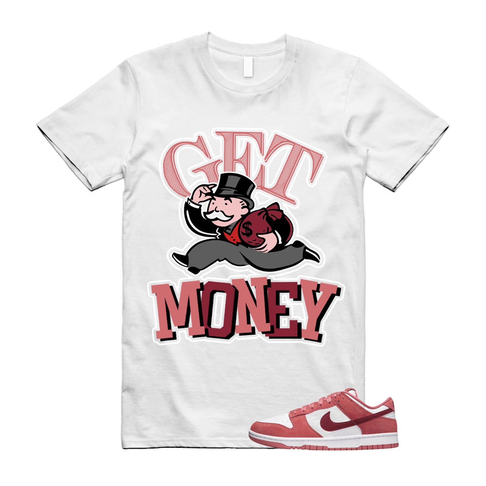 Dunk Valentine's Day Low Team Red Adobe Dragon White T Shirt Match GM ,FQ7056-100 T-Shirt, Sneaker Match Tee