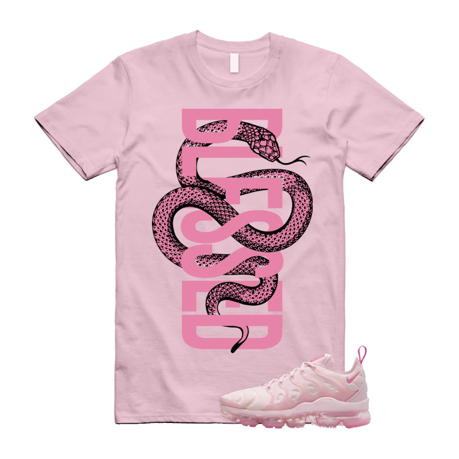 VaporMax Pink Foam Playful Air Plus T Shirt Match SNAKEBLS , FZ3614-686 T-Shirt, Sneaker Match Tee
