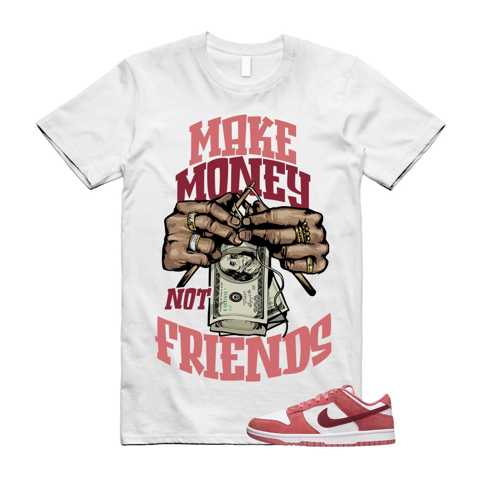 Dunk Valentine's Day Low Team Red Adobe Dragon White T Shirt Match MM ,FQ7056-100 T-Shirt, Sneaker Match Tee
