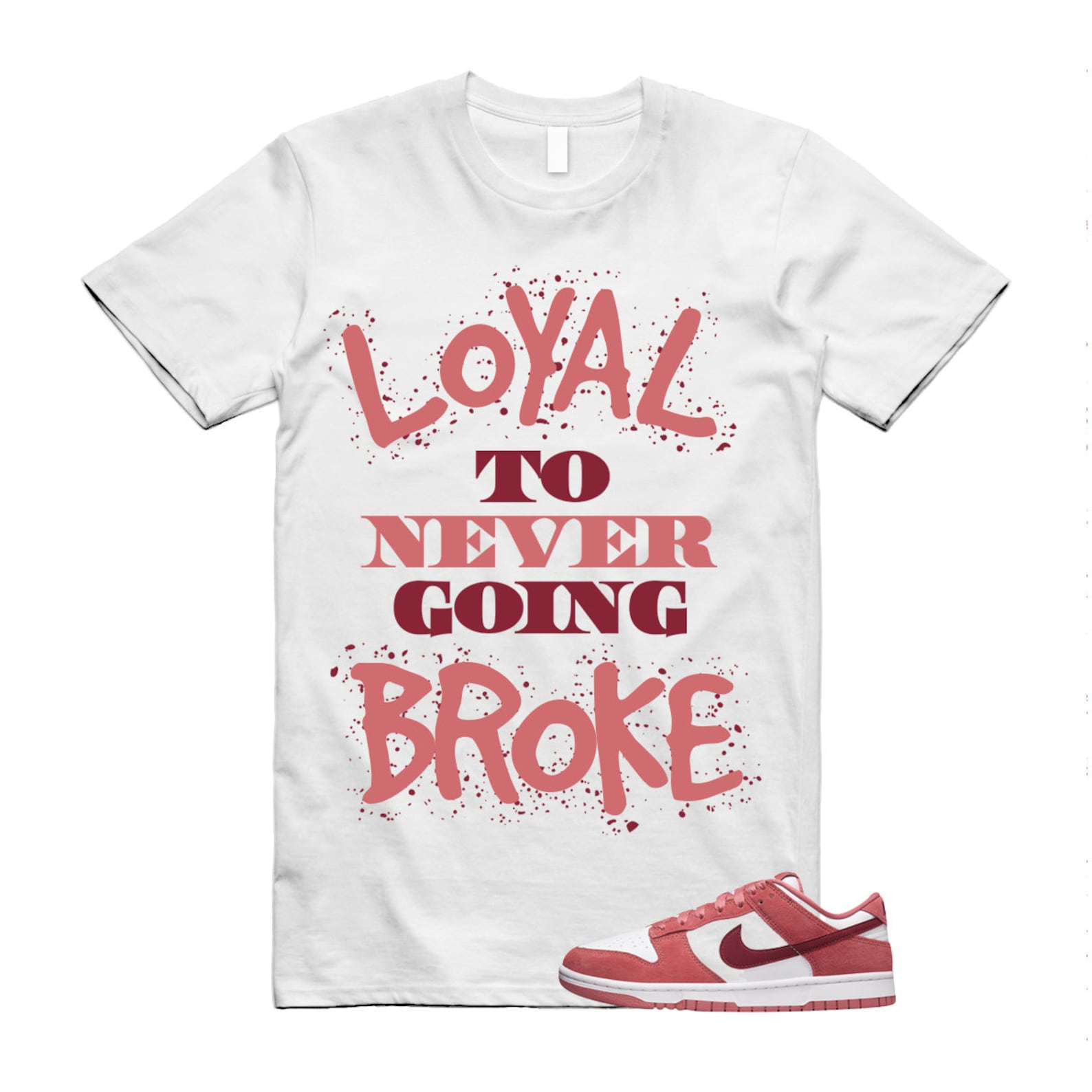 Dunk Valentine's Day Low Team Red Adobe Dragon White T Shirt Match NB ,FQ7056-100 T-Shirt, Sneaker Match Tee