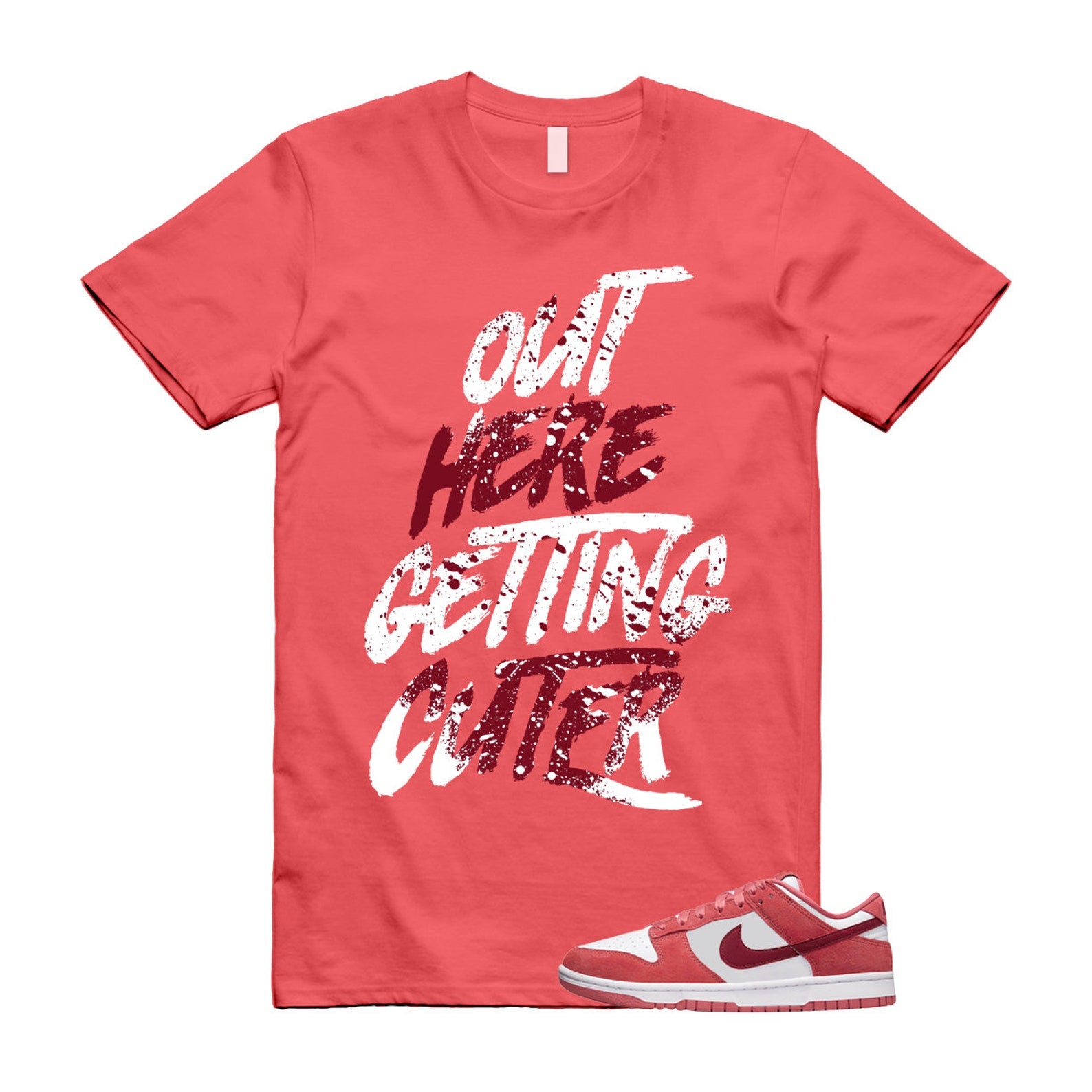 Dunk Valentine's Day Low Team Red Adobe Dragon White T Shirt Match CUTER ,FQ7056-100 T-Shirt, Sneaker Match Tee