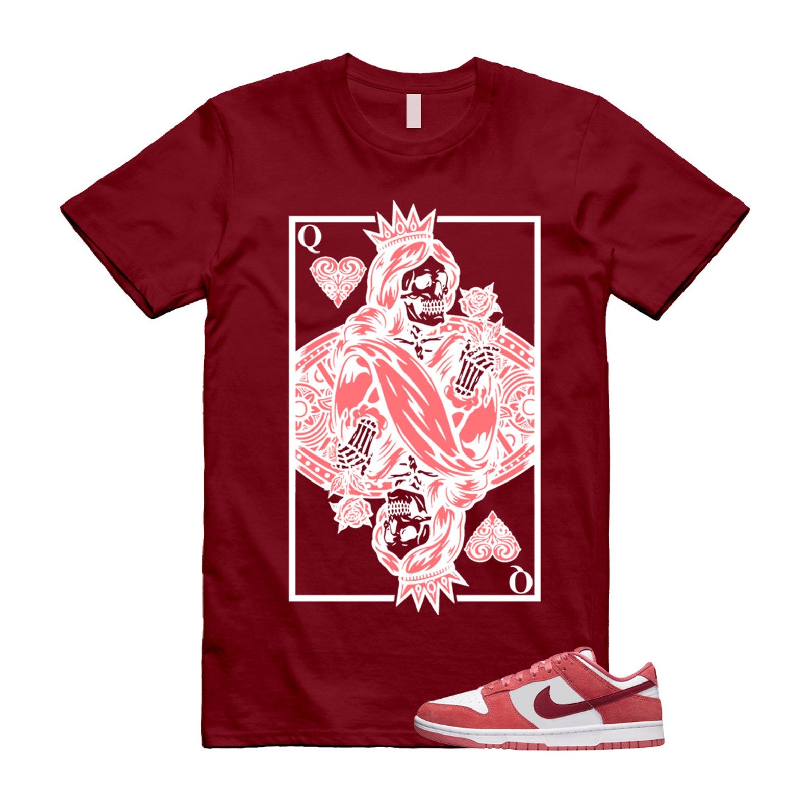 Dunk Valentine's Day Low Team Red Adobe Dragon White T Shirt Match QC ,FQ7056-100 T-Shirt, Sneaker Match Tee