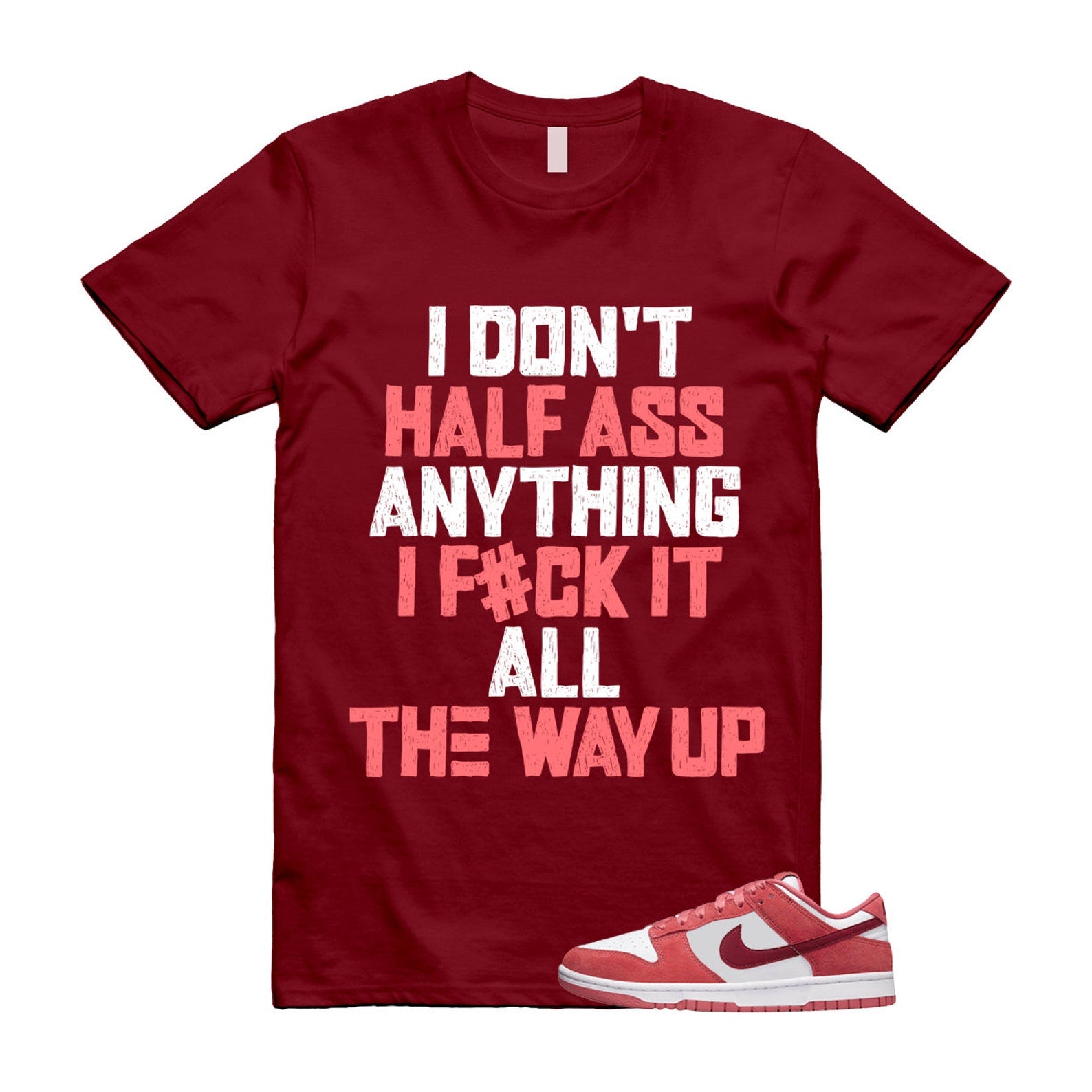 Dunk Valentine's Day Low Team Red Adobe Dragon White T Shirt Match HALF ,FQ7056-100 T-Shirt, Sneaker Match Tee