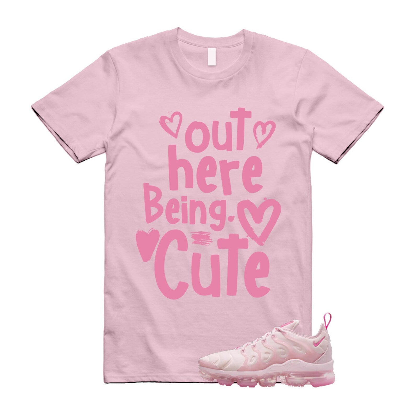 VaporMax Pink Foam Playful Air Plus T Shirt Match Out Here Being Cute , FZ3614-686 T-Shirt, Sneaker Match Tee