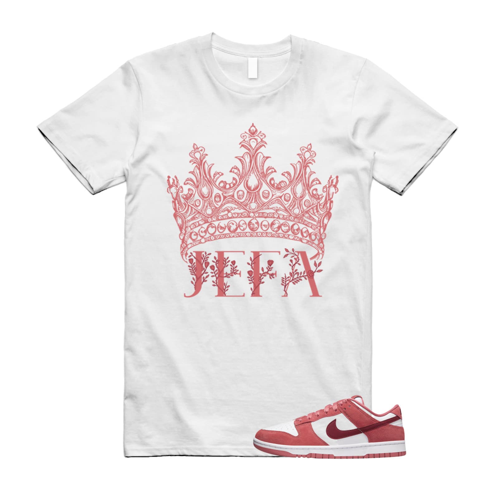 Dunk Valentine's Day Low Team Red Adobe Dragon White T Shirt Match JEFA ,FQ7056-100 T-Shirt, Sneaker Match Tee