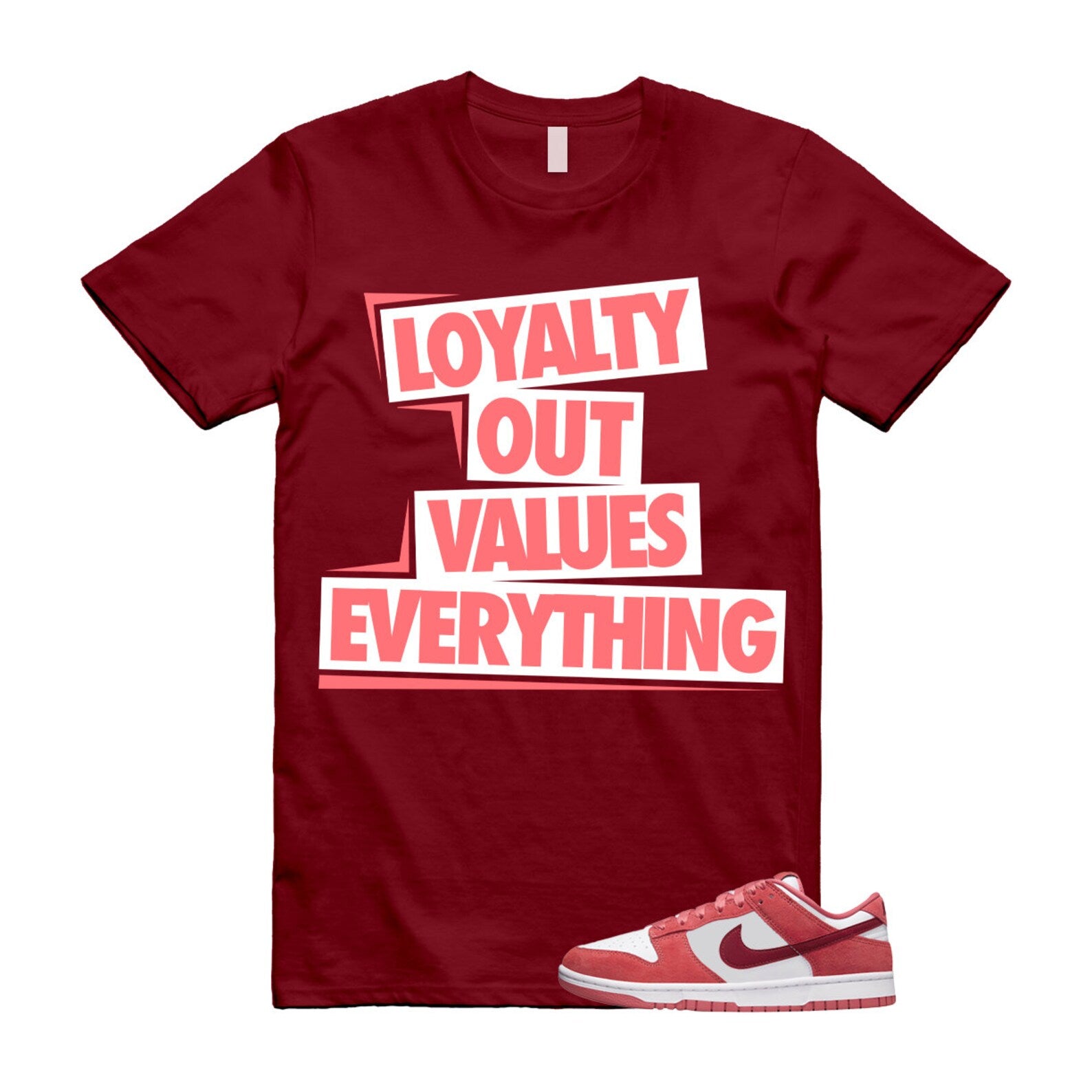 Dunk Valentine's Day Low Team Red Adobe Dragon White T Shirt Match LOVE ,FQ7056-100 T-Shirt, Sneaker Match Tee