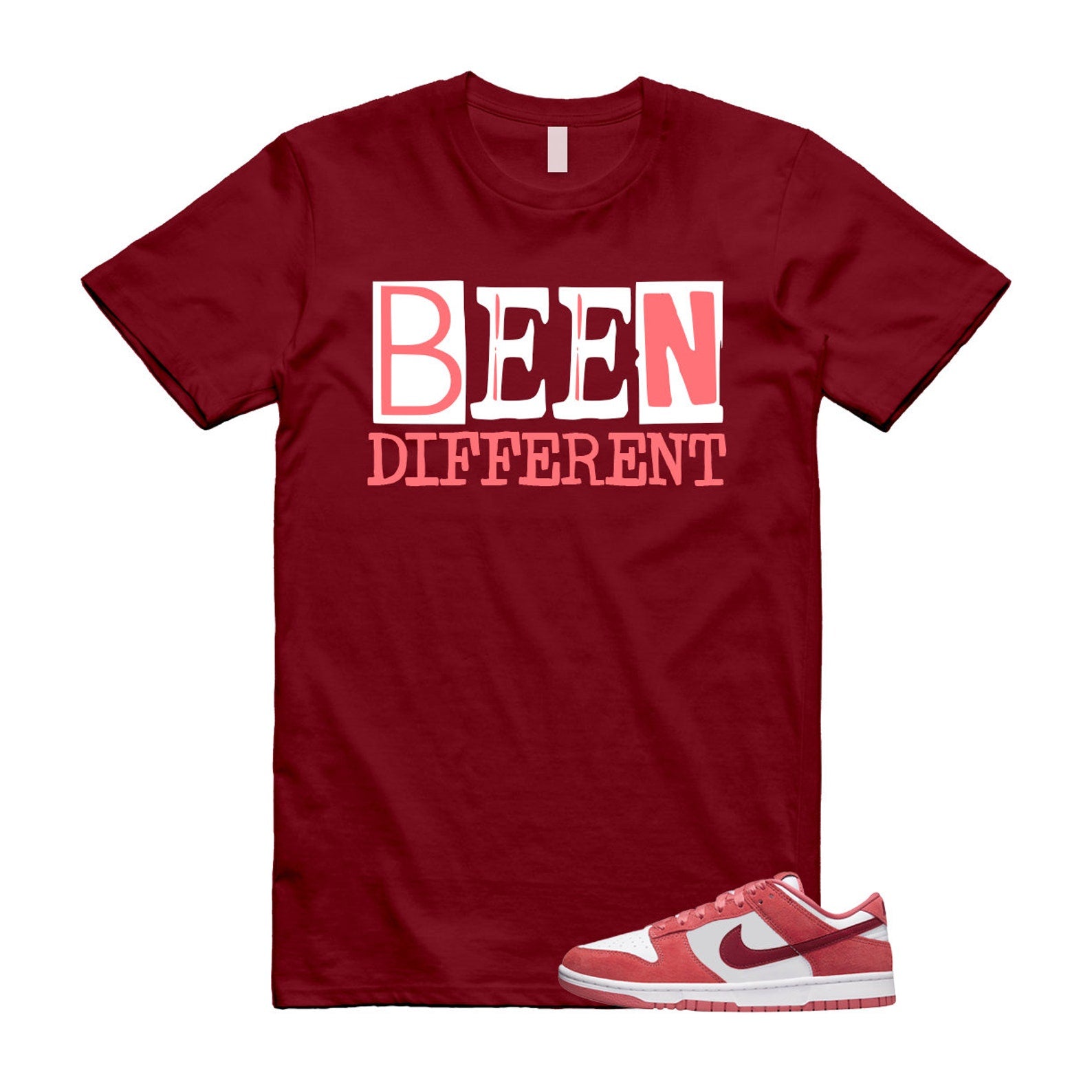 Dunk Valentine's Day Low Team Red Adobe Dragon White T Shirt Match BEEN ,FQ7056-100 T-Shirt, Sneaker Match Tee