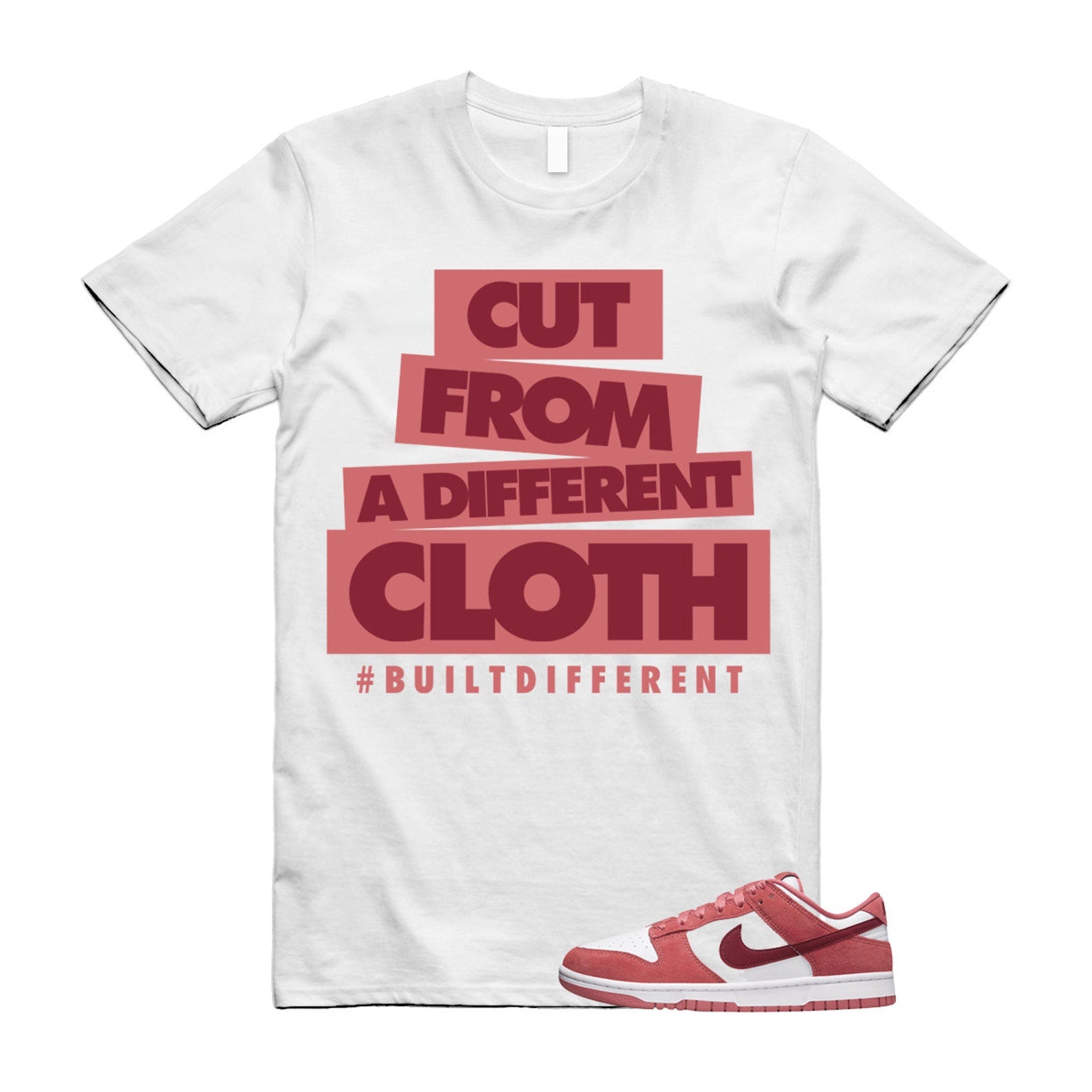 Dunk Valentine's Day Low Team Red Adobe Dragon White T Shirt Match CLOTH ,FQ7056-100 T-Shirt, Sneaker Match Tee