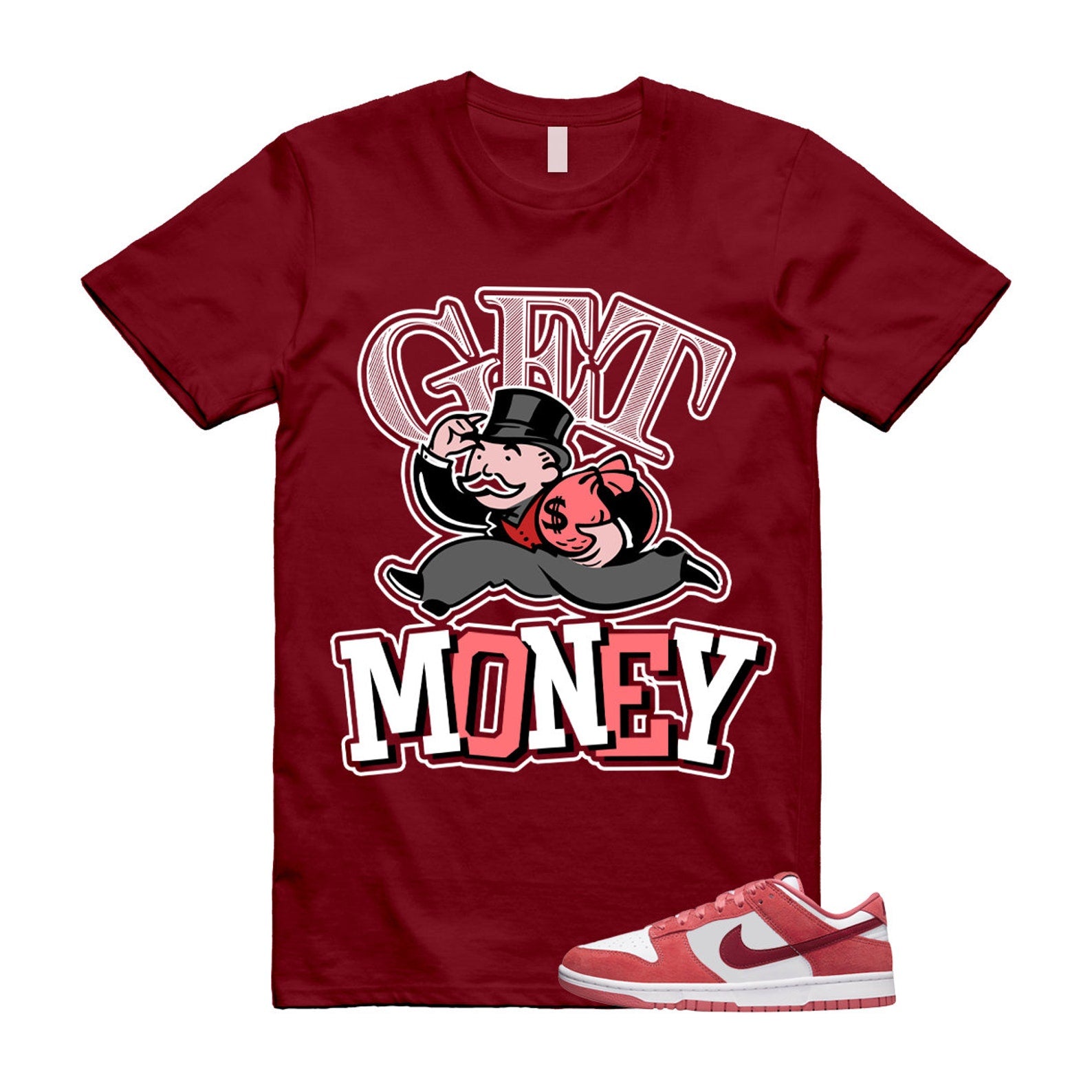 Dunk Valentine's Day Low Team Red Adobe Dragon White T Shirt Match GM ,FQ7056-100 T-Shirt, Sneaker Match Tee
