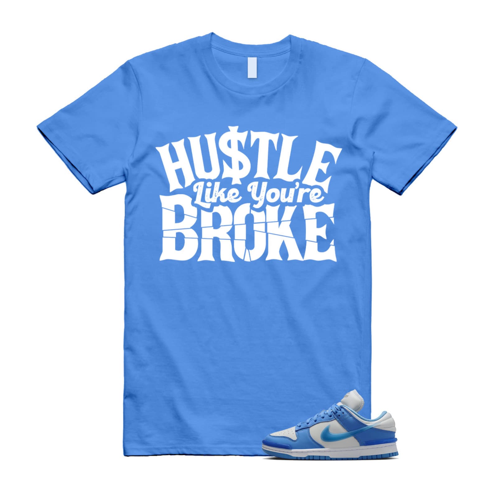 Dunk Twist University Blue UNC Photon Dust White Low T Shirt Match BROKE , DZ2794-002 T-Shirt, Sneaker Match Tee