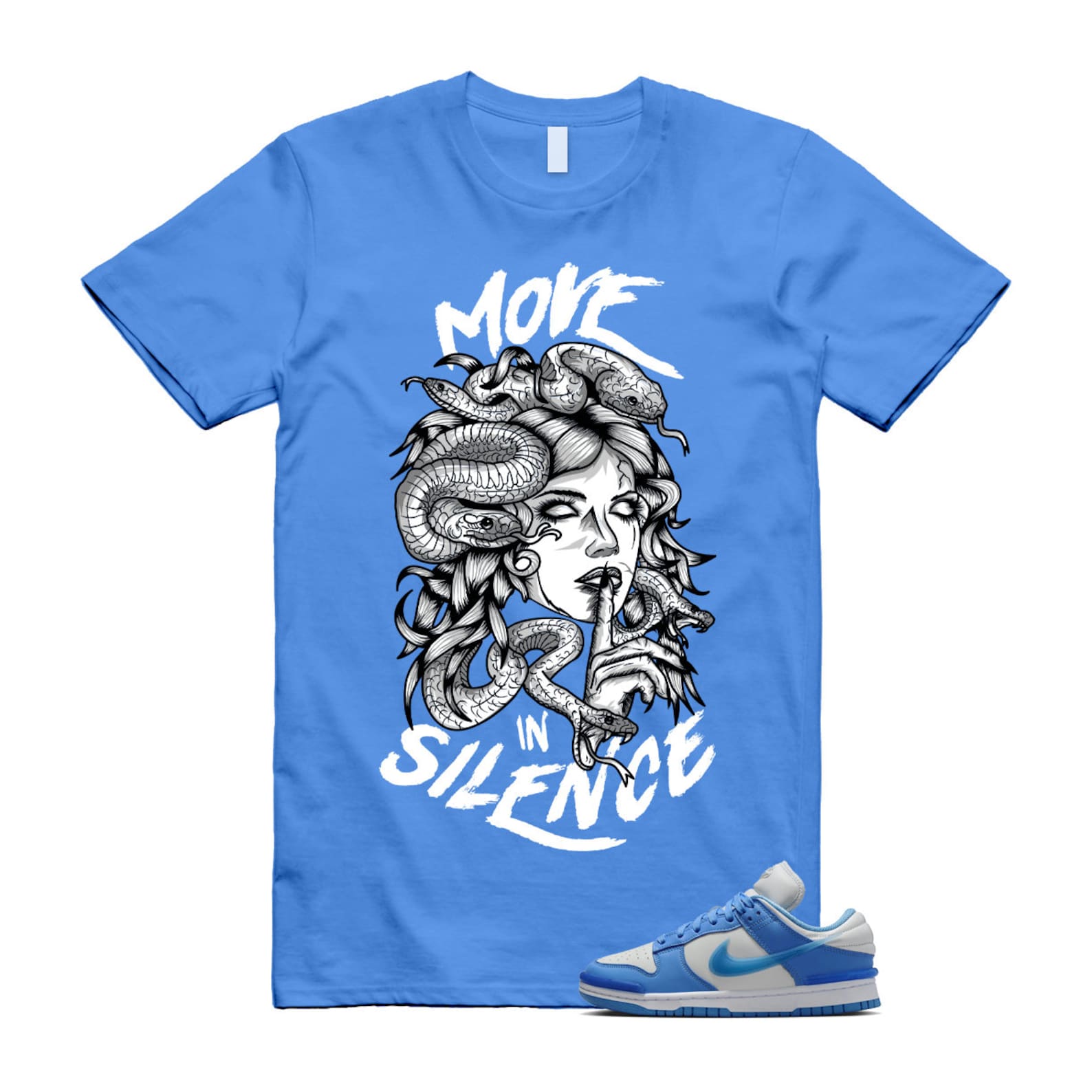 Dunk Twist University Blue UNC Photon Dust White Low T Shirt Match MIS , DZ2794-002 T-Shirt, Sneaker Match Tee