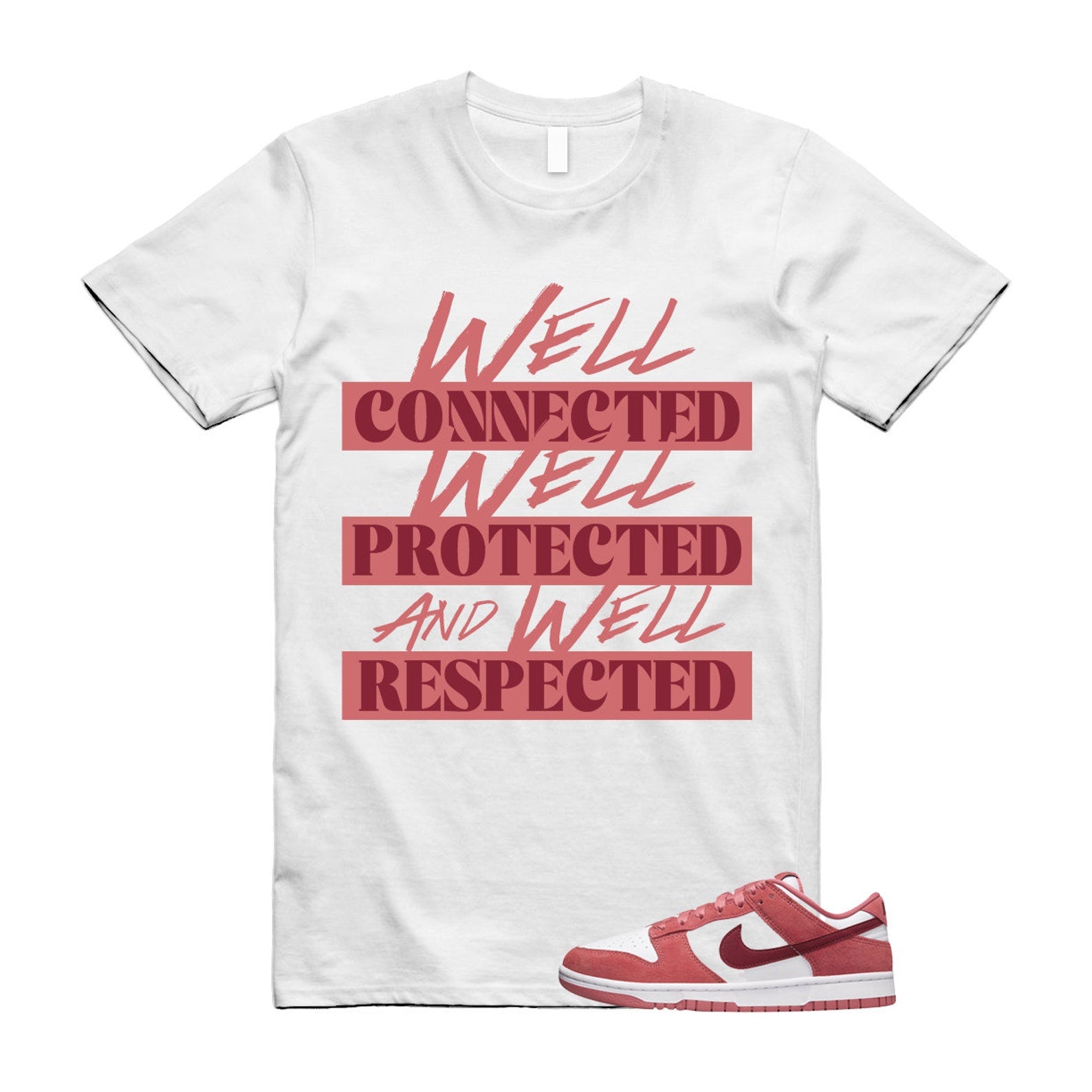 Dunk Valentine's Day Low Team Red Adobe Dragon White T Shirt Match WELL ,FQ7056-100 T-Shirt, Sneaker Match Tee