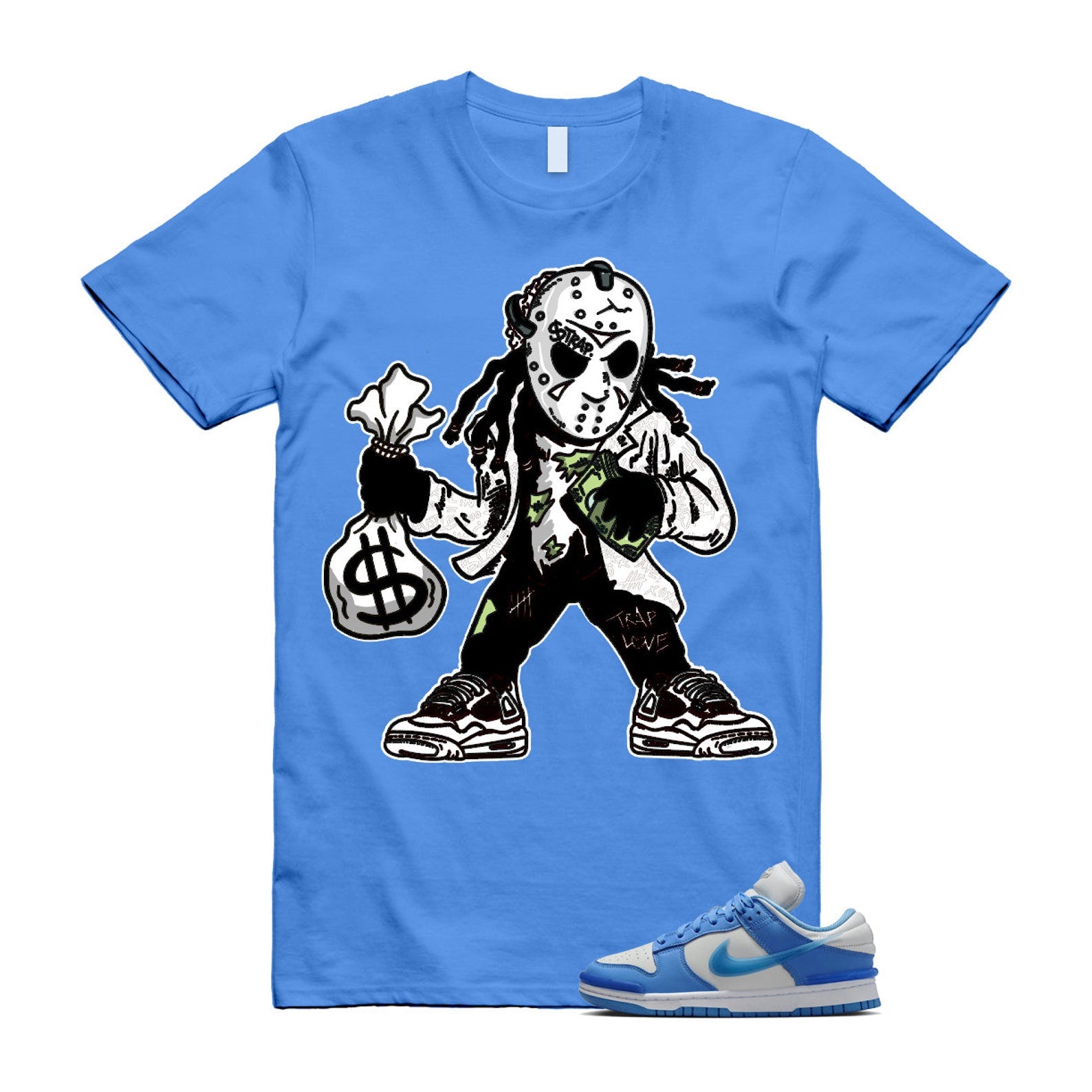 Dunk Twist University Blue UNC Photon Dust White Low T Shirt Match JASON , DZ2794-002 T-Shirt, Sneaker Match Tee