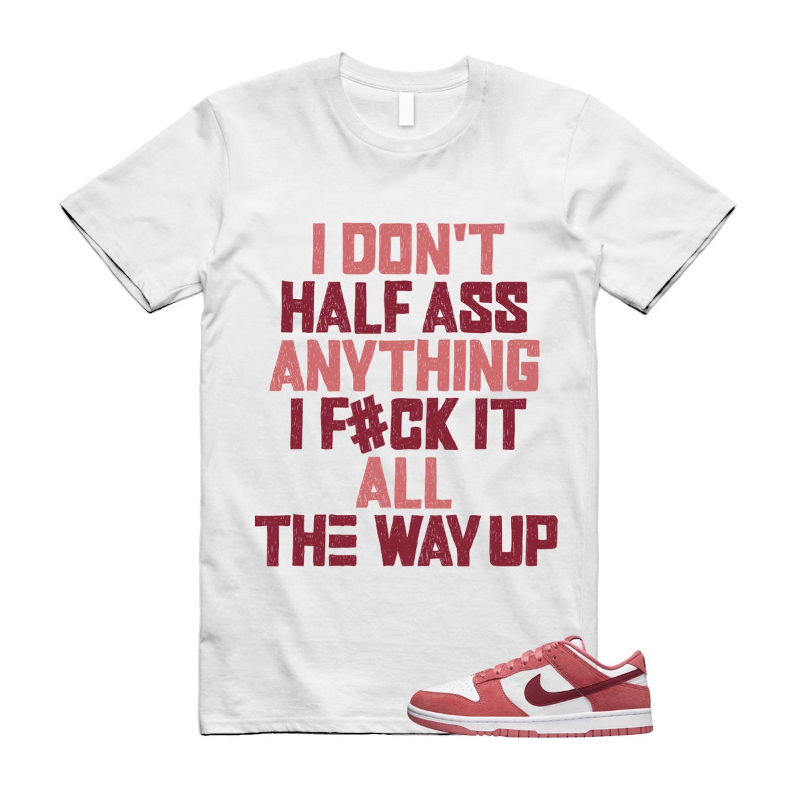 Dunk Valentine's Day Low Team Red Adobe Dragon White T Shirt Match HALF ,FQ7056-100 T-Shirt, Sneaker Match Tee
