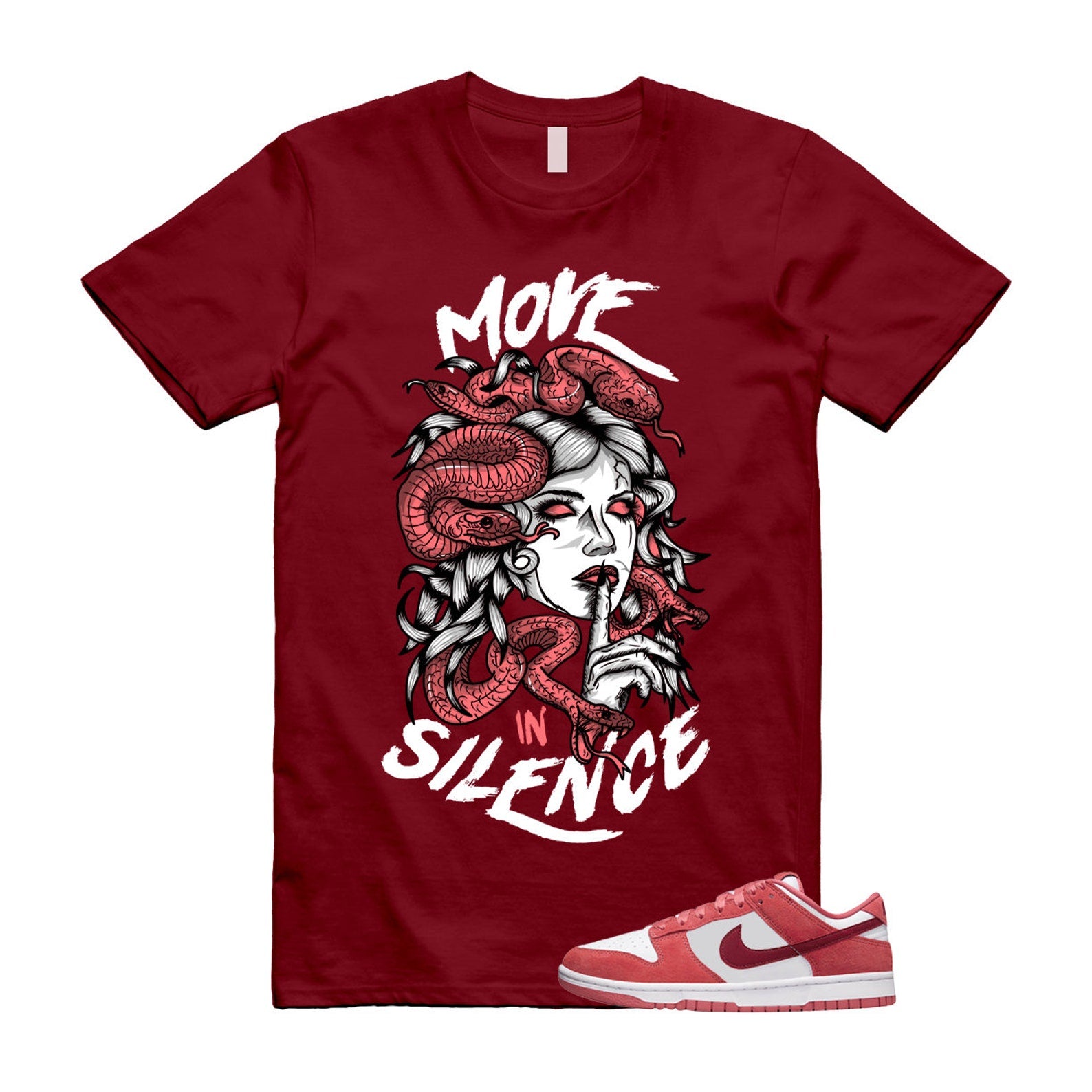 Dunk Valentine's Day Low Team Red Adobe Dragon White T Shirt Match MIS ,FQ7056-100 T-Shirt, Sneaker Match Tee