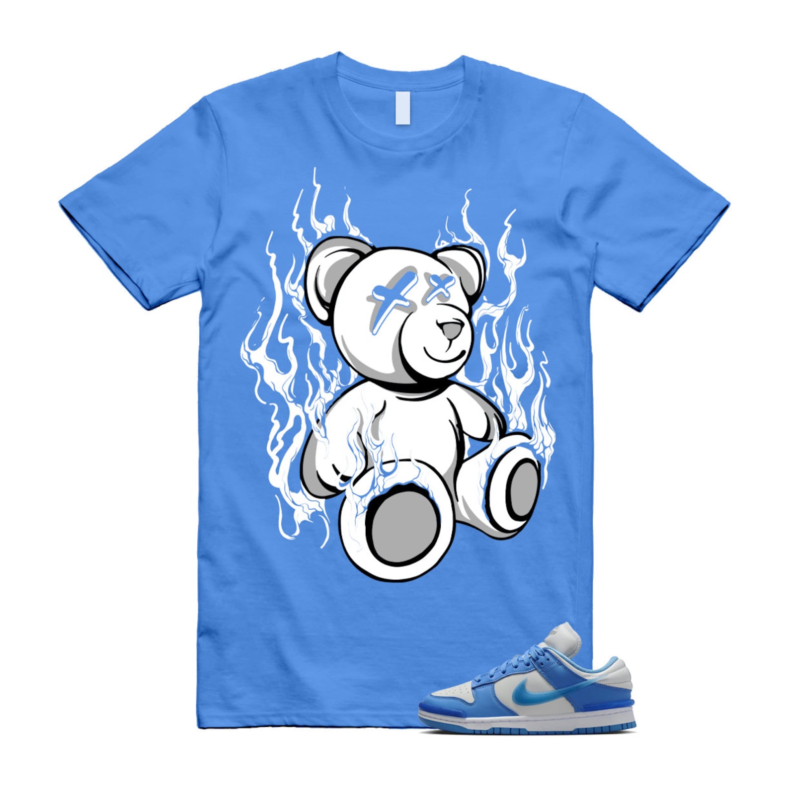 Dunk Twist University Blue UNC Photon Dust White Low T Shirt Match LIT , DZ2794-002 T-Shirt, Sneaker Match Tee