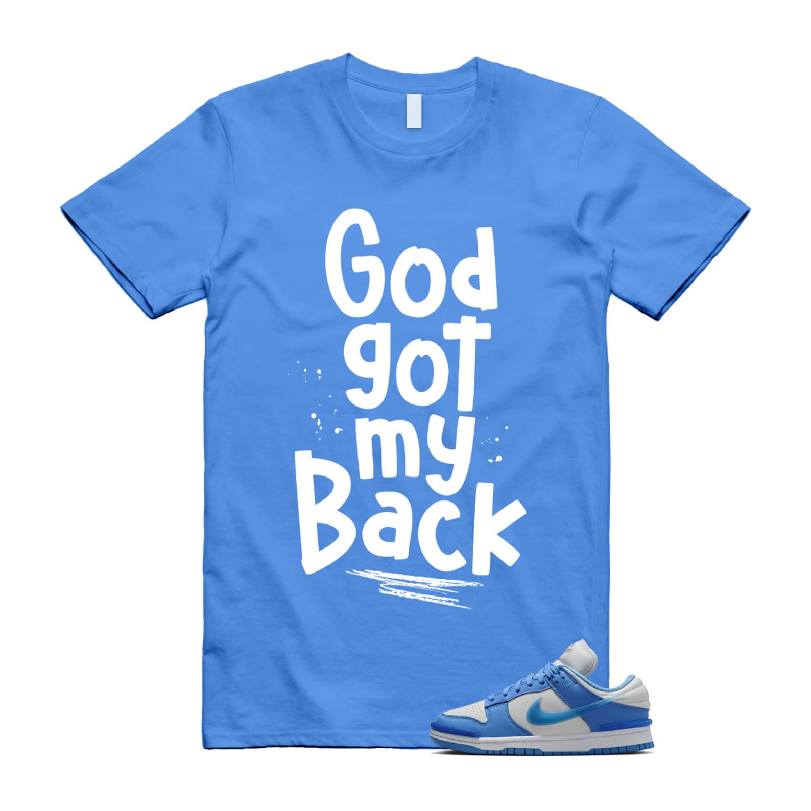 Dunk Twist University Blue UNC Photon Dust White Low T Shirt Match GOD , DZ2794-002 T-Shirt, Sneaker Match Tee