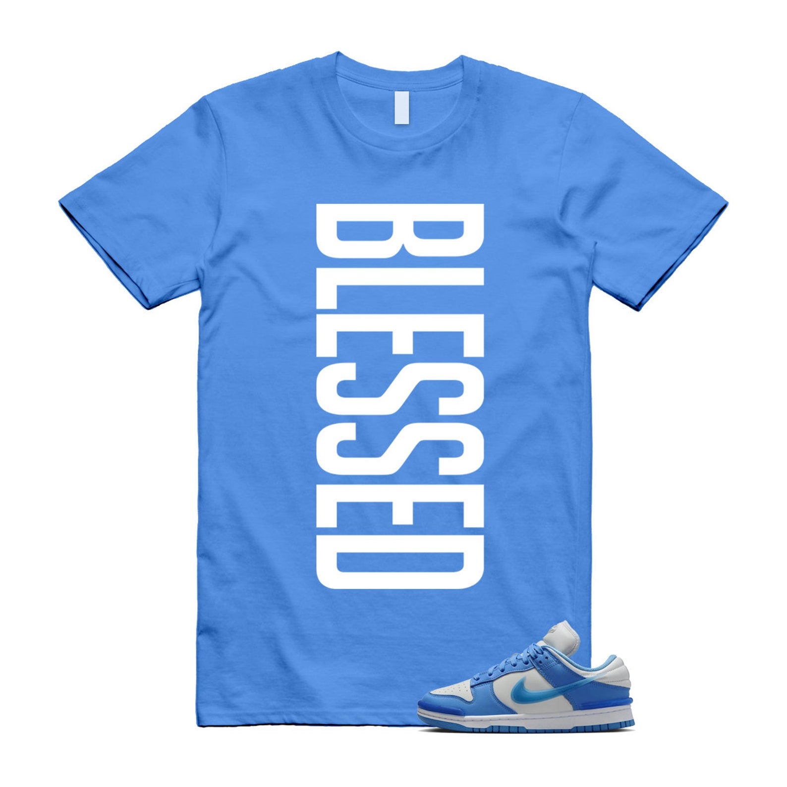 Dunk Twist University Blue UNC Photon Dust White Low T Shirt Match VERTBLS , DZ2794-002 T-Shirt, Sneaker Match Tee