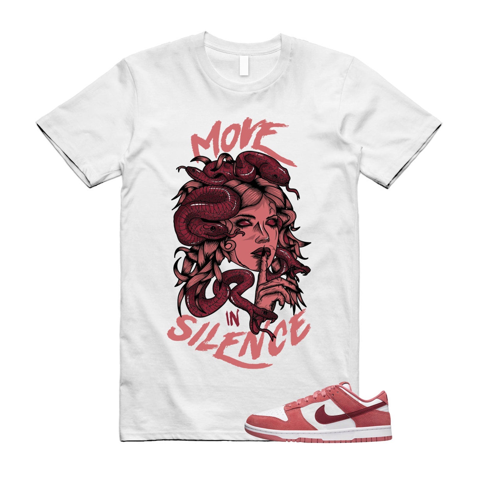 Dunk Valentine's Day Low Team Red Adobe Dragon White T Shirt Match MIS ,FQ7056-100 T-Shirt, Sneaker Match Tee
