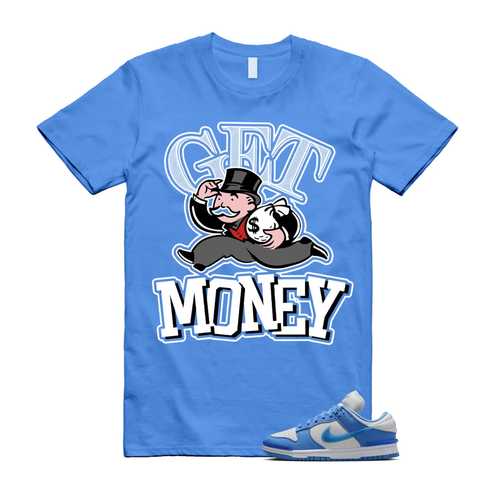 Dunk Twist University Blue UNC Photon Dust White Low T Shirt Match GM , DZ2794-002 T-Shirt, Sneaker Match Tee