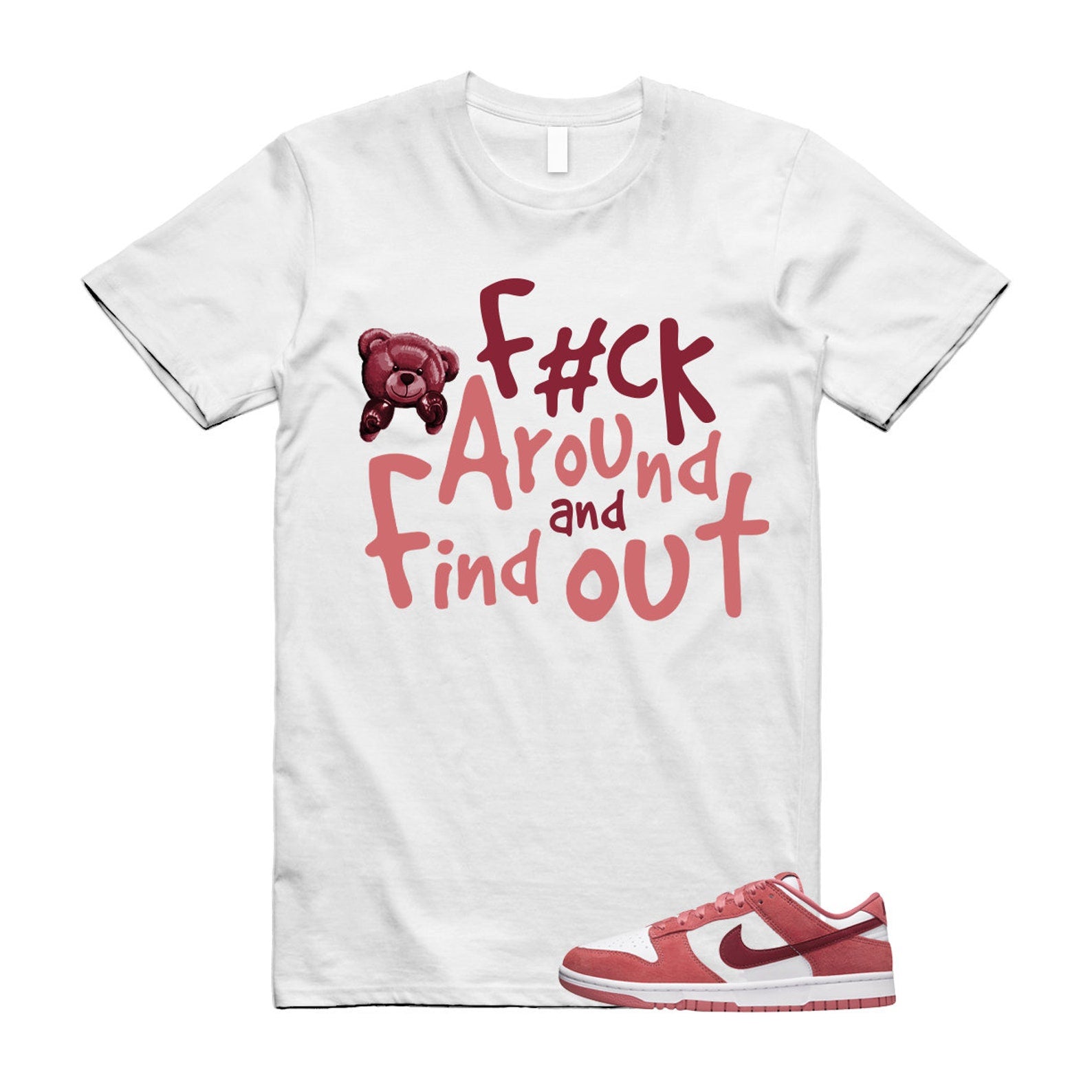 Dunk Valentine's Day Low Team Red Adobe Dragon White T Shirt Match FCK ,FQ7056-100 T-Shirt, Sneaker Match Tee