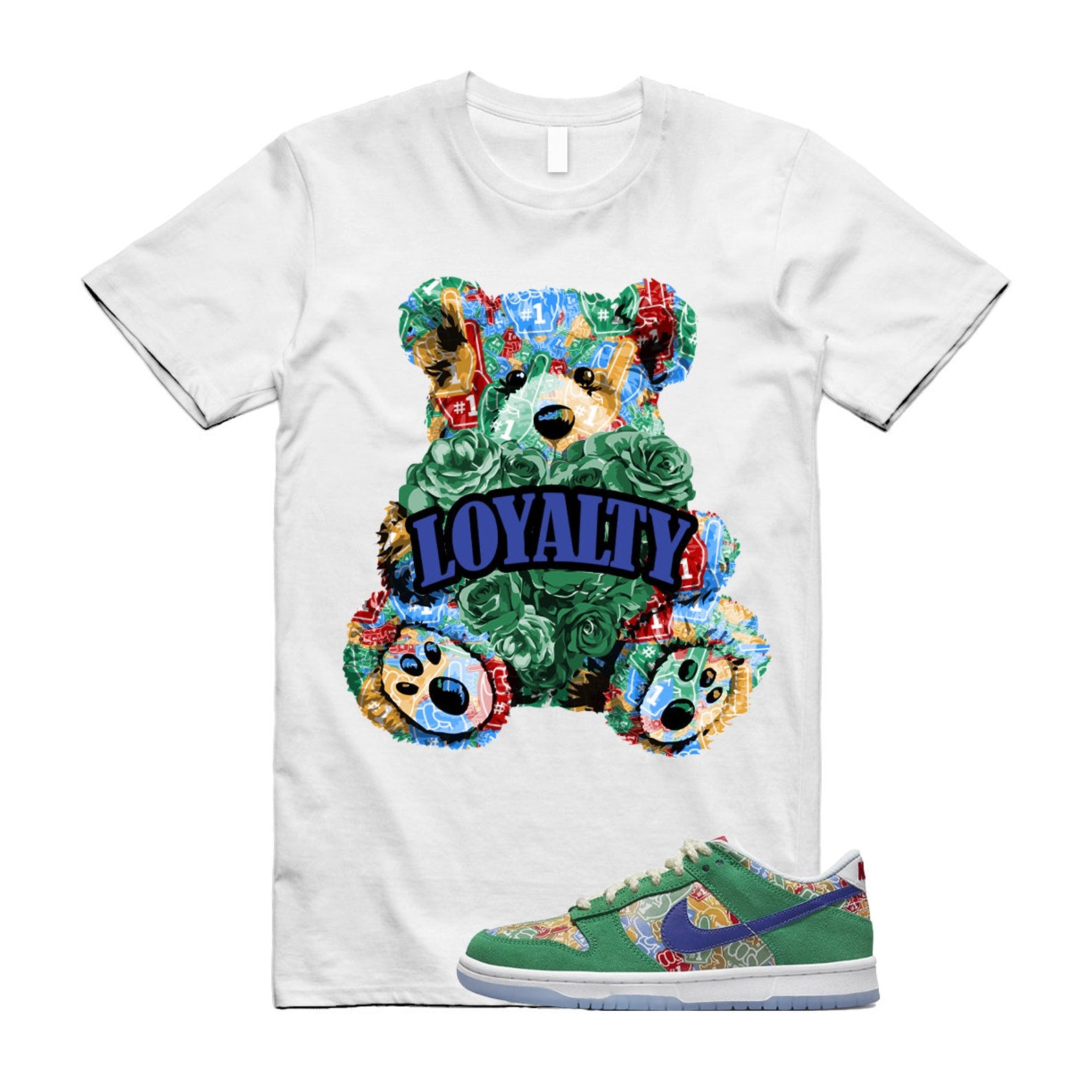 LYLTY T Shirt to match N Dunk Low Foam Finger Big Kids Stadium Green White University Red Old Royal , DZ5299-300 T-Shirt, Sneaker Match Tee