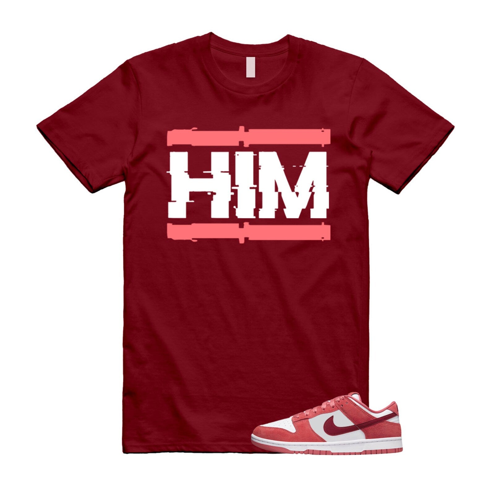 Dunk Valentine's Day Low Team Red Adobe Dragon White T Shirt Match HIM ,FQ7056-100 T-Shirt, Sneaker Match Tee