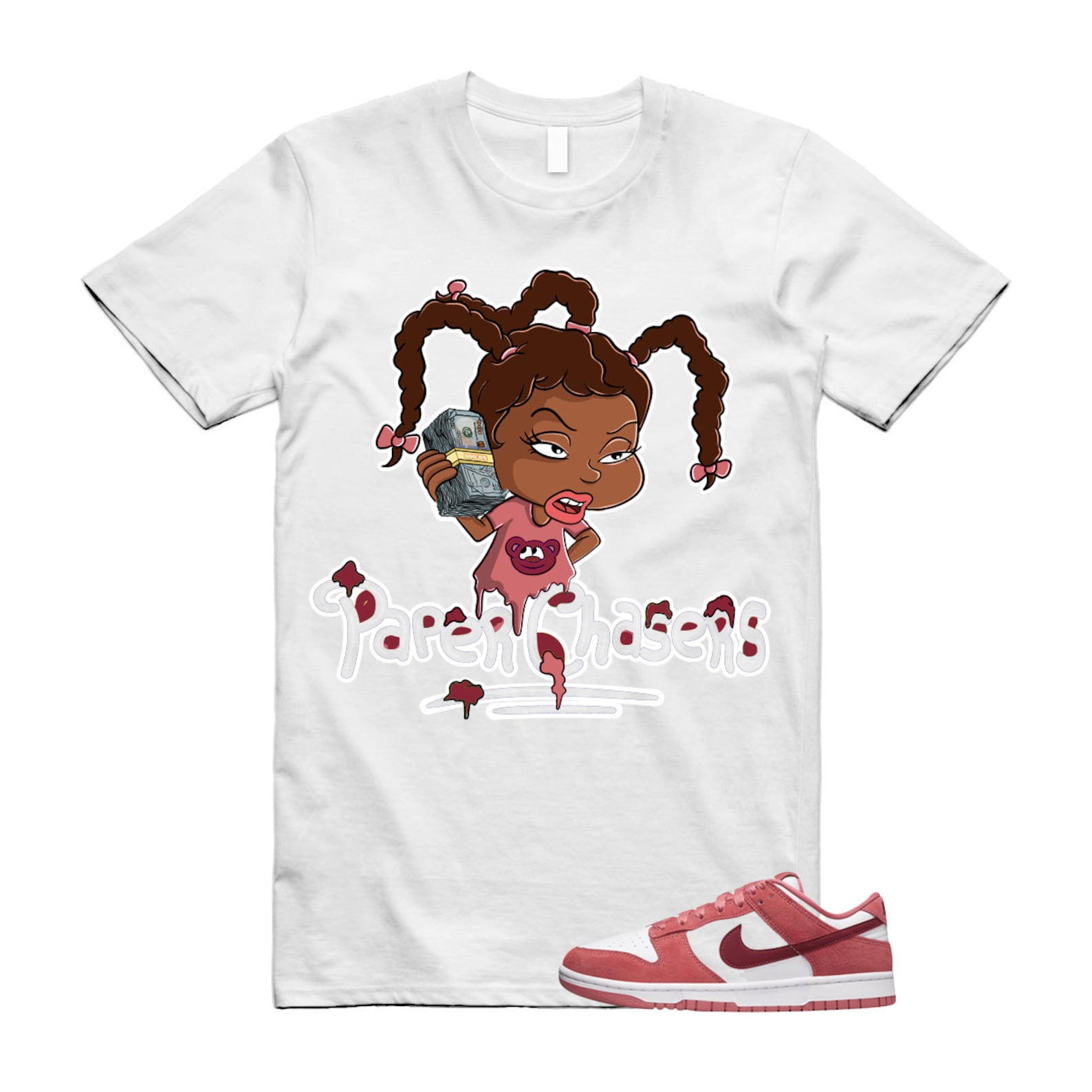 Dunk Valentine's Day Low Team Red Adobe Dragon White T Shirt Match PC ,FQ7056-100 T-Shirt, Sneaker Match Tee