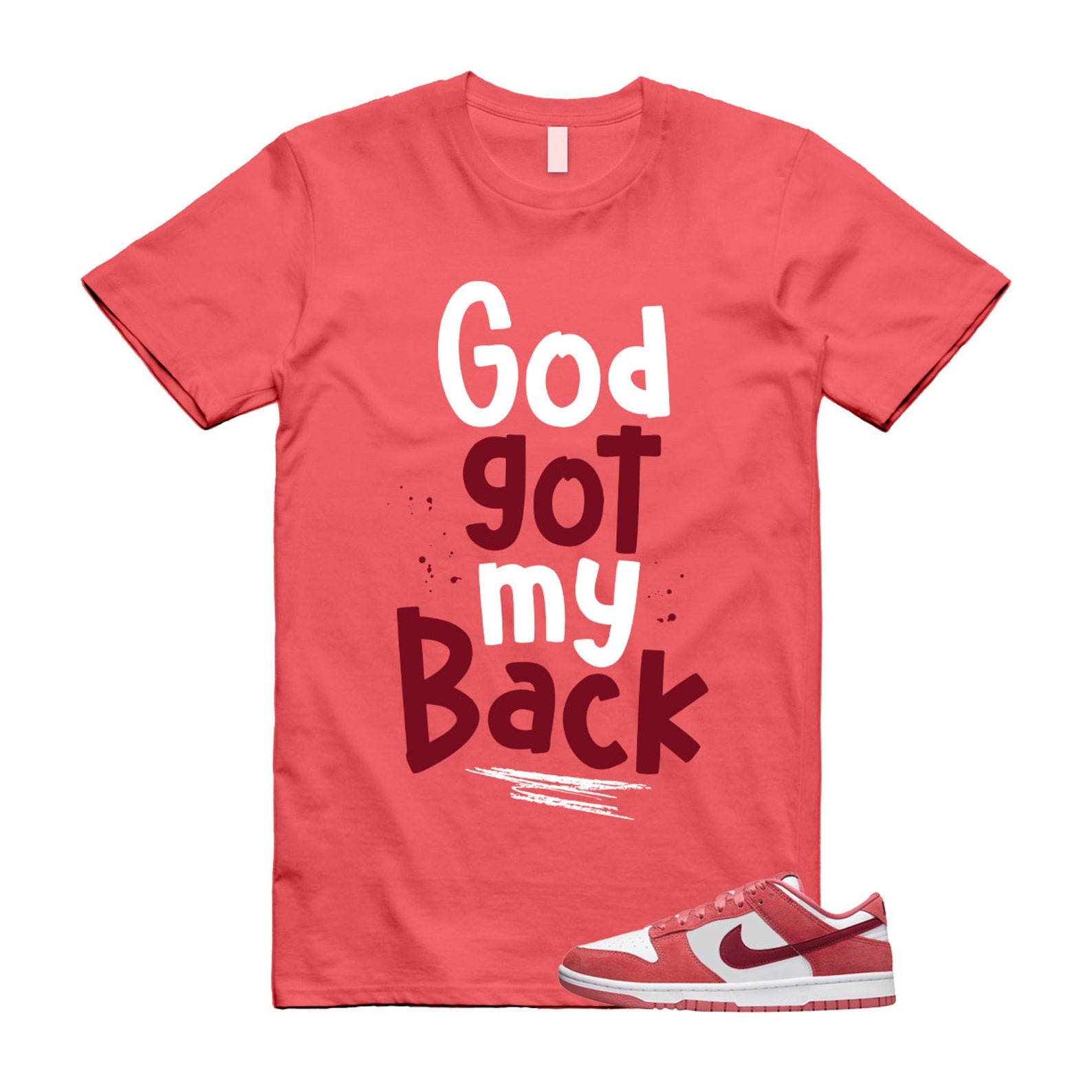 Dunk Valentine's Day Low Team Red Adobe Dragon White T Shirt Match GOD ,FQ7056-100 T-Shirt, Sneaker Match Tee