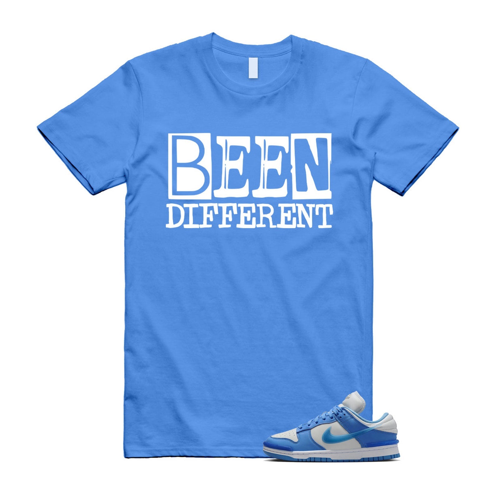 Dunk Twist University Blue UNC Photon Dust White Low T Shirt Match BEEN , DZ2794-002 T-Shirt, Sneaker Match Tee