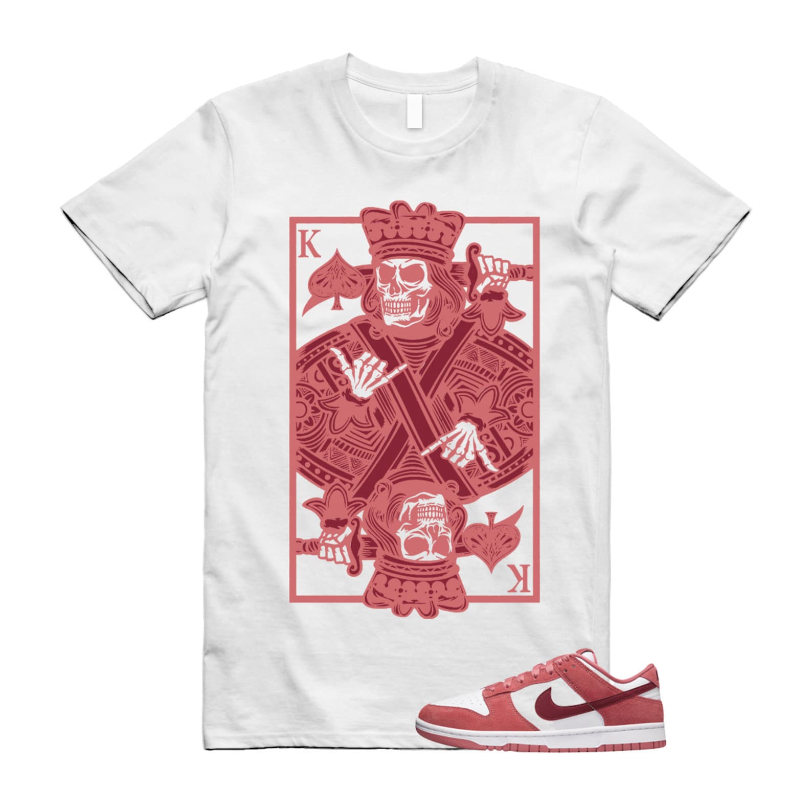 Dunk Valentine's Day Low Team Red Adobe Dragon White T Shirt Match KC ,FQ7056-100 T-Shirt, Sneaker Match Tee