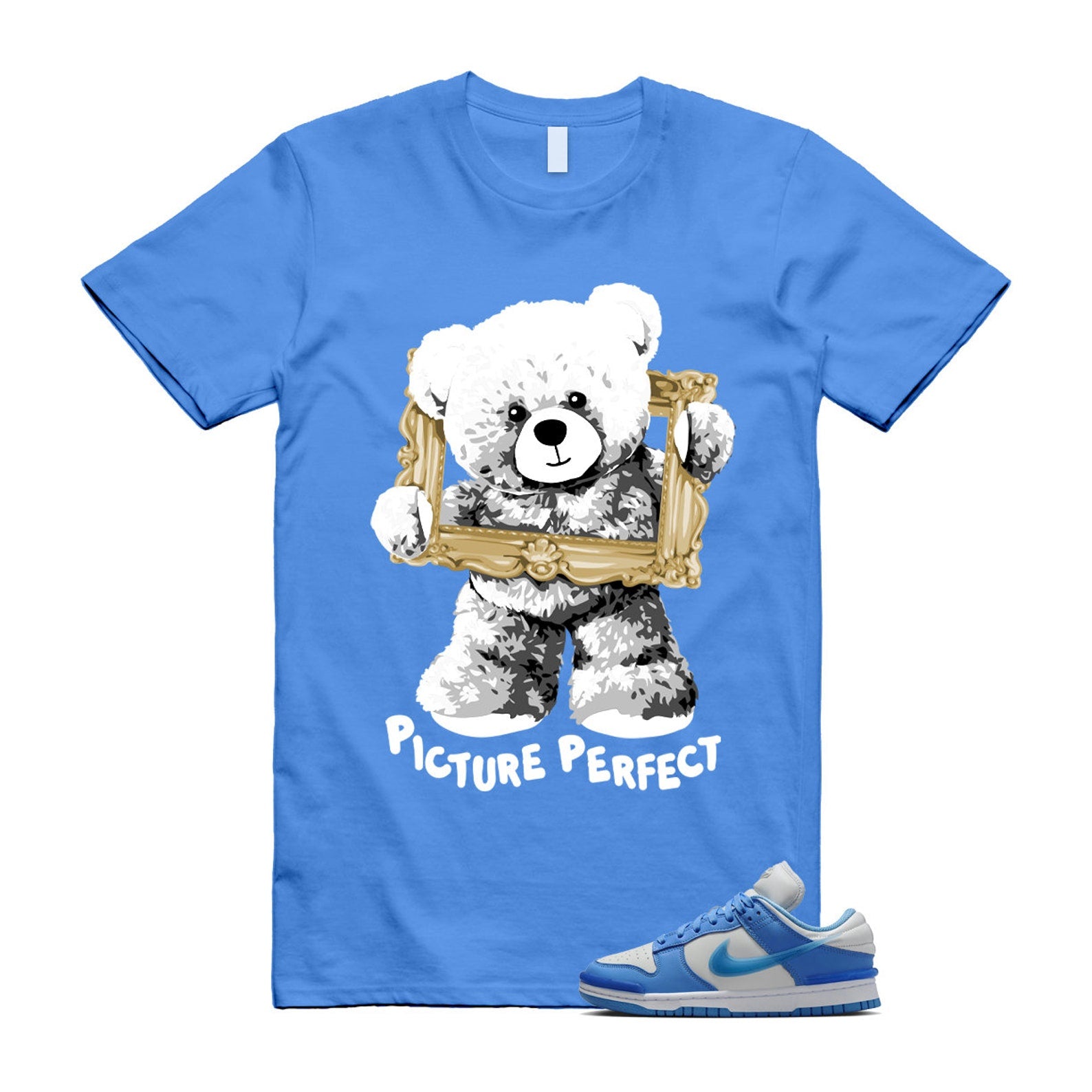 Dunk Twist University Blue UNC Photon Dust White Low T Shirt Match PIC , DZ2794-002 T-Shirt, Sneaker Match Tee