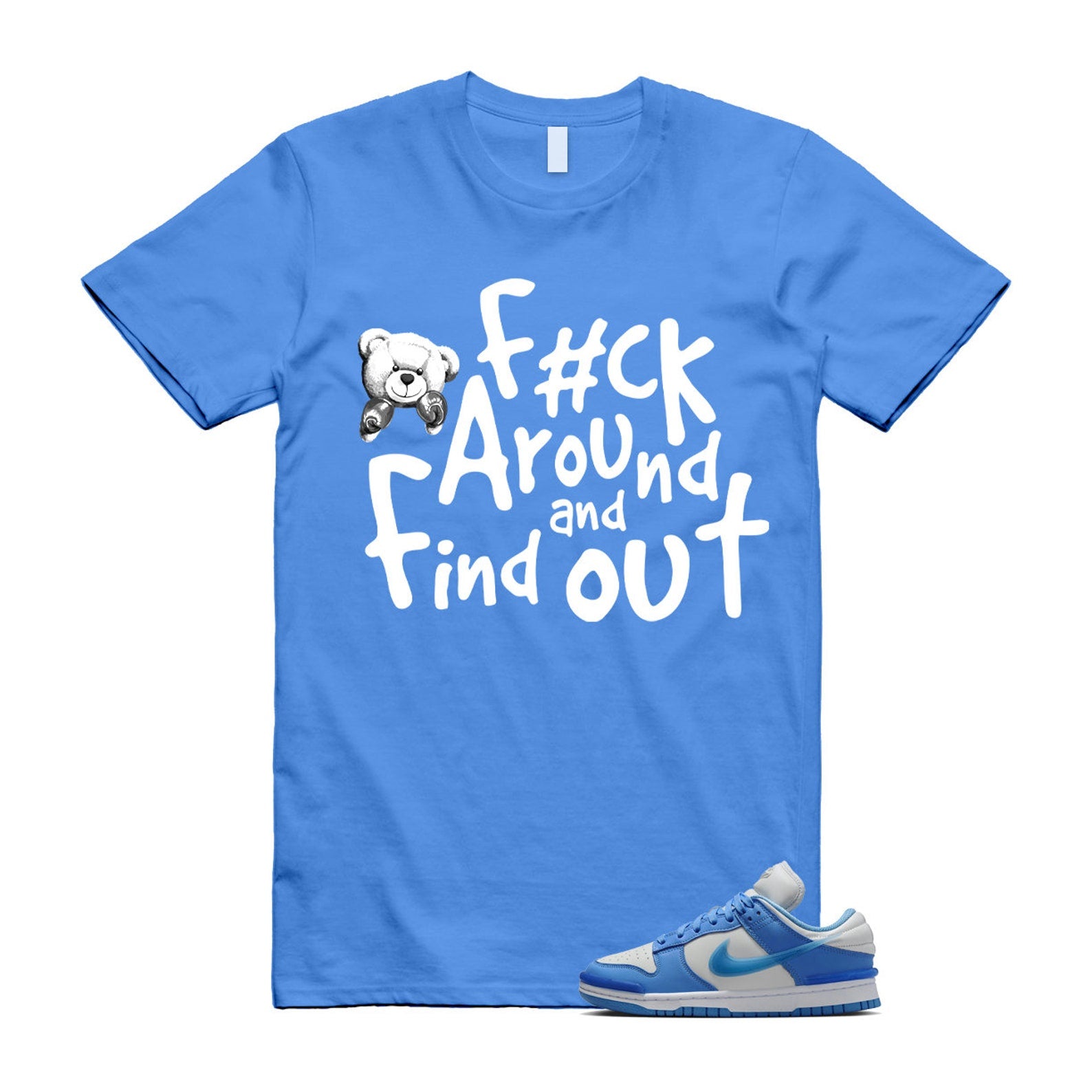 Dunk Twist University Blue UNC Photon Dust White Low T Shirt Match FCK , DZ2794-002 T-Shirt, Sneaker Match Tee