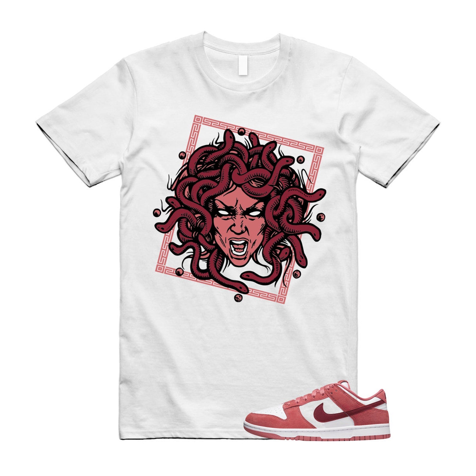 Dunk Valentine's Day Low Team Red Adobe Dragon White T Shirt Match SHM ,FQ7056-100 T-Shirt, Sneaker Match Tee