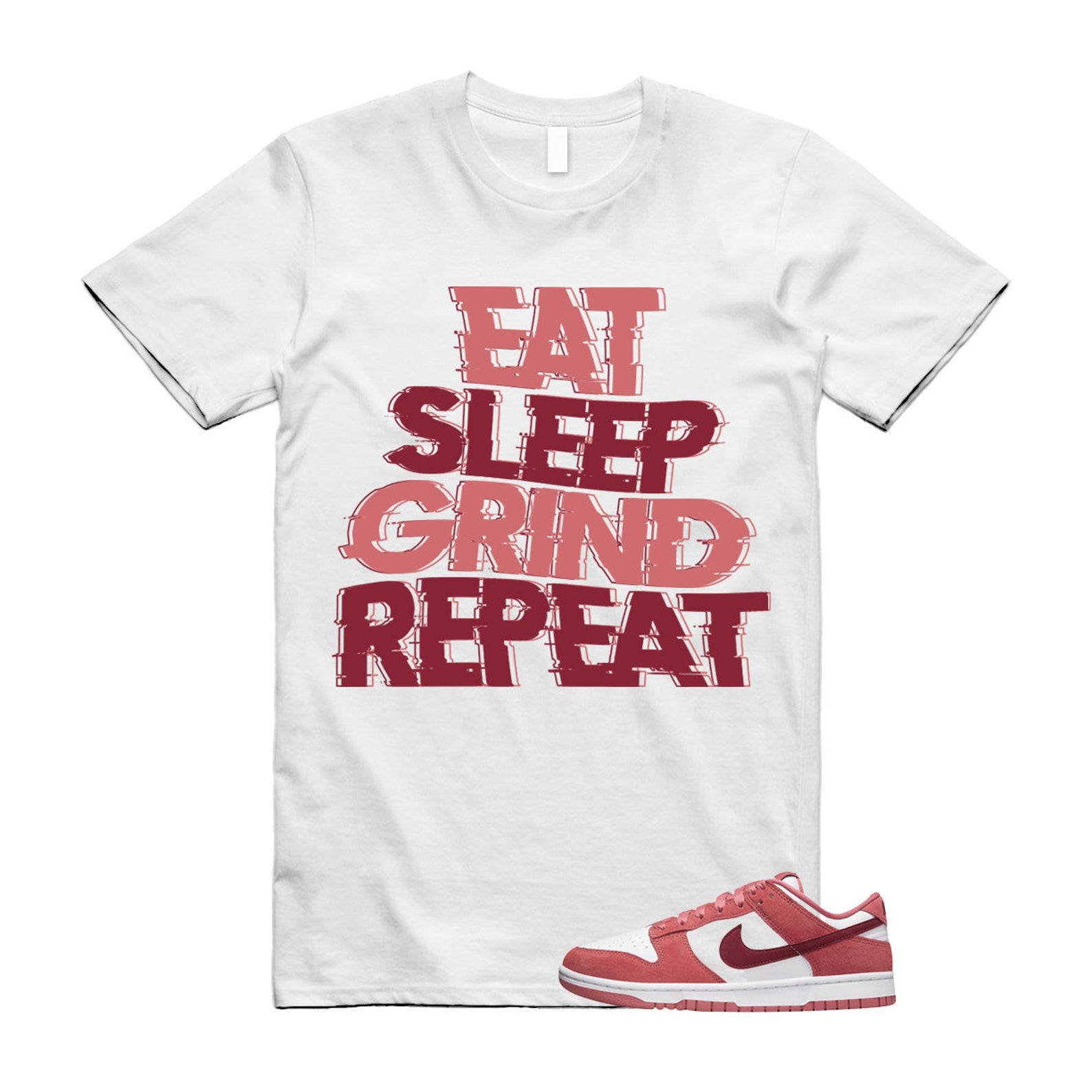 Dunk Valentine's Day Low Team Red Adobe Dragon White T Shirt Match ESGR ,FQ7056-100 T-Shirt, Sneaker Match Tee