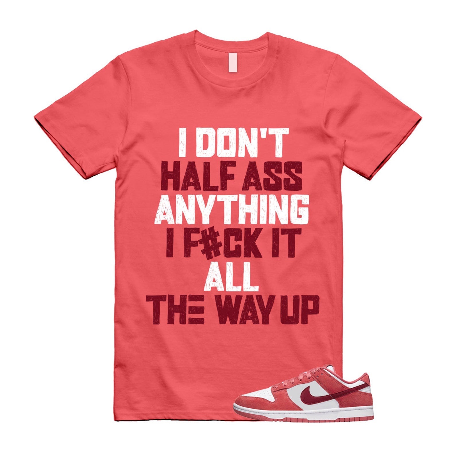 Dunk Valentine's Day Low Team Red Adobe Dragon White T Shirt Match HALF ,FQ7056-100 T-Shirt, Sneaker Match Tee