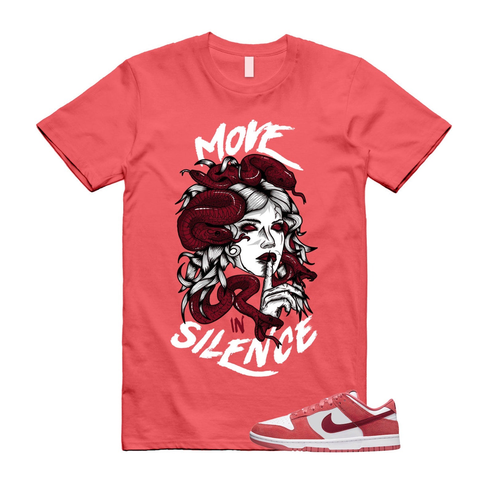 Dunk Valentine's Day Low Team Red Adobe Dragon White T Shirt Match MIS ,FQ7056-100 T-Shirt, Sneaker Match Tee