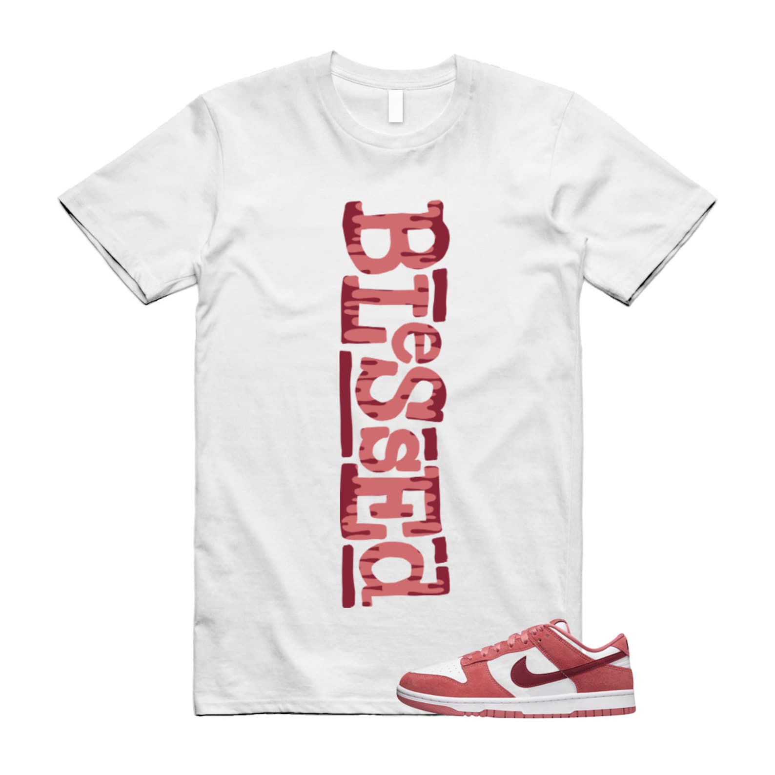 Dunk Valentine's Day Low Team Red Adobe Dragon White T Shirt Match B2 ,FQ7056-100 T-Shirt, Sneaker Match Tee