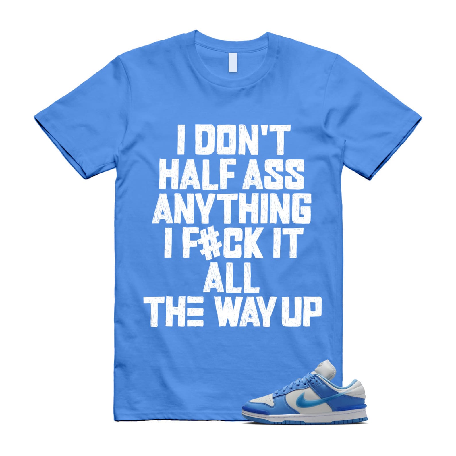 Dunk Twist University Blue UNC Photon Dust White Low T Shirt Match HALF , DZ2794-002 T-Shirt, Sneaker Match Tee
