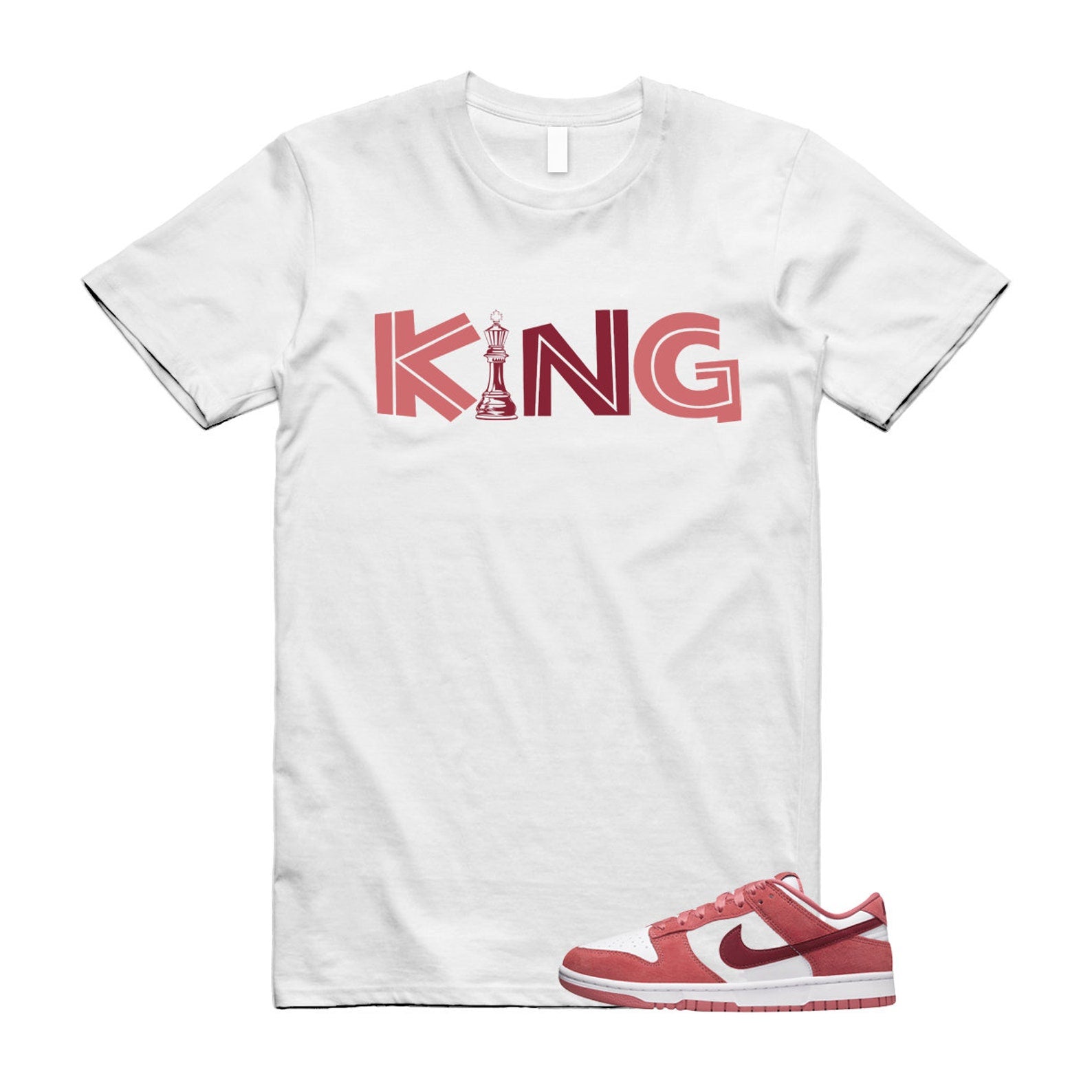 Dunk Valentine's Day Low Team Red Adobe Dragon White T Shirt Match KING ,FQ7056-100 T-Shirt, Sneaker Match Tee