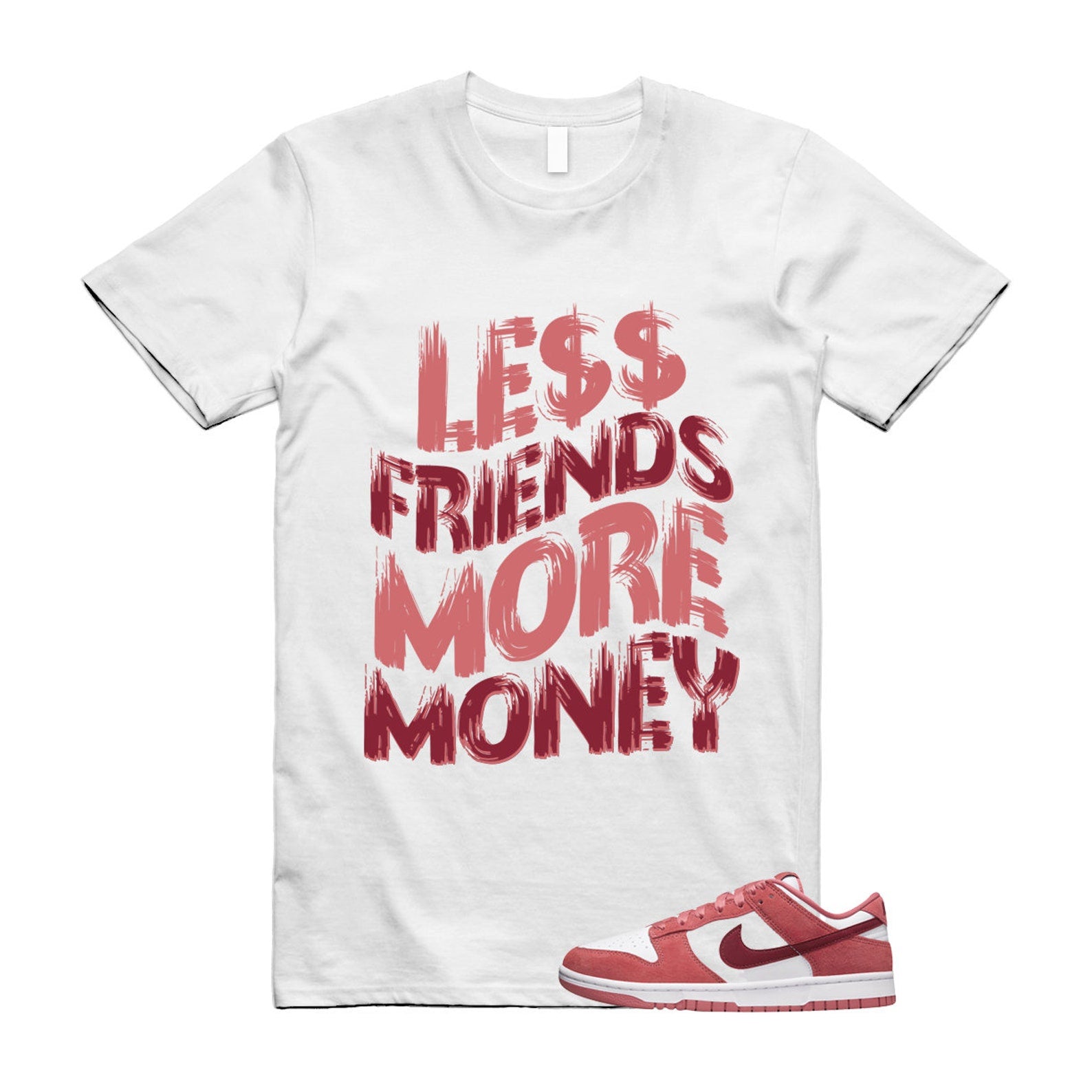 Dunk Valentine's Day Low Team Red Adobe Dragon White T Shirt Match LF ,FQ7056-100 T-Shirt, Sneaker Match Tee
