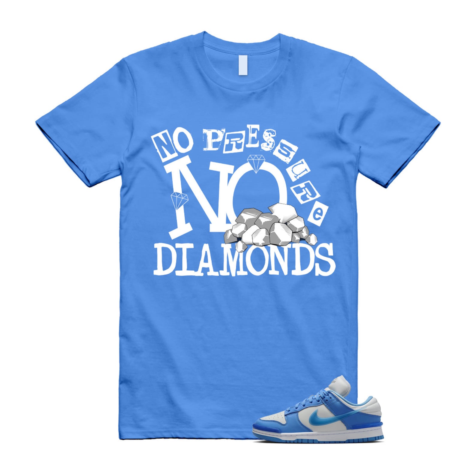 Dunk Twist University Blue UNC Photon Dust White Low T Shirt Match DIAMOND , DZ2794-002 T-Shirt, Sneaker Match Tee