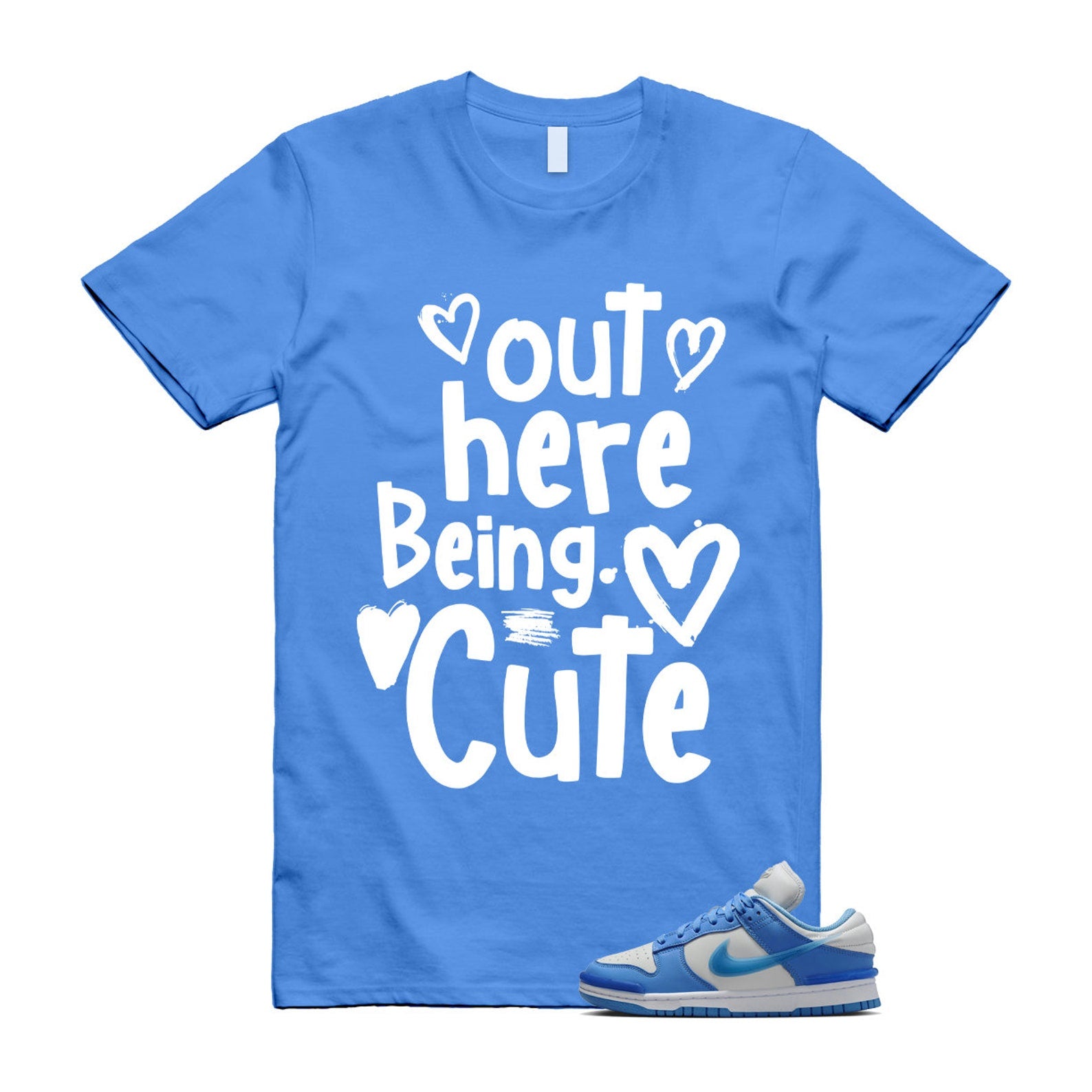 Dunk Twist University Blue UNC Photon Dust White Low T Shirt Match Out Here Being Cute , DZ2794-002 T-Shirt, Sneaker Match Tee