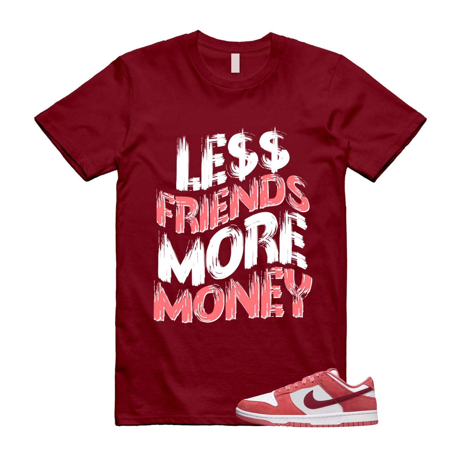 Dunk Valentine's Day Low Team Red Adobe Dragon White T Shirt Match LF ,FQ7056-100 T-Shirt, Sneaker Match Tee