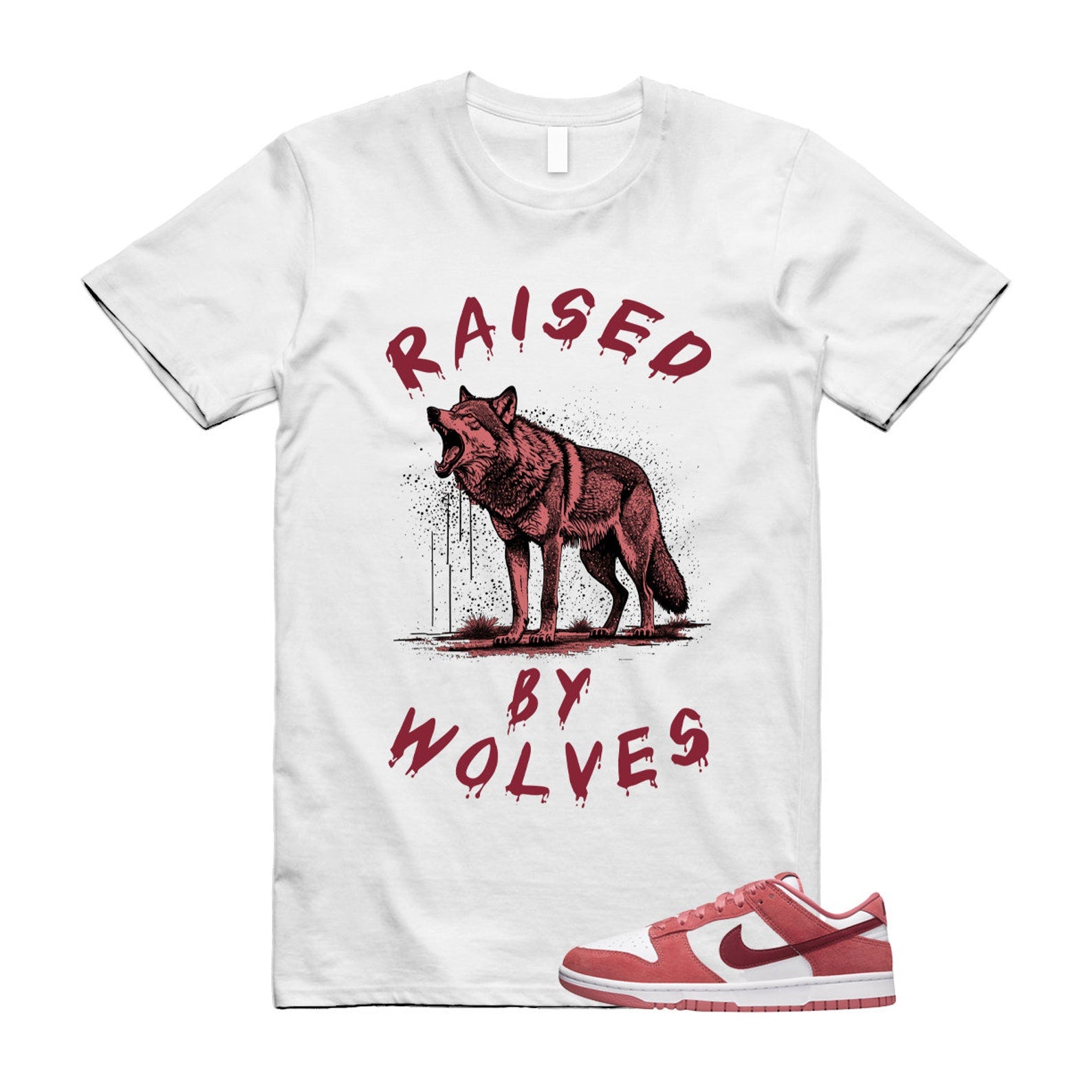 Dunk Valentine's Day Low Team Red Adobe Dragon White T Shirt Match RBW ,FQ7056-100 T-Shirt, Sneaker Match Tee
